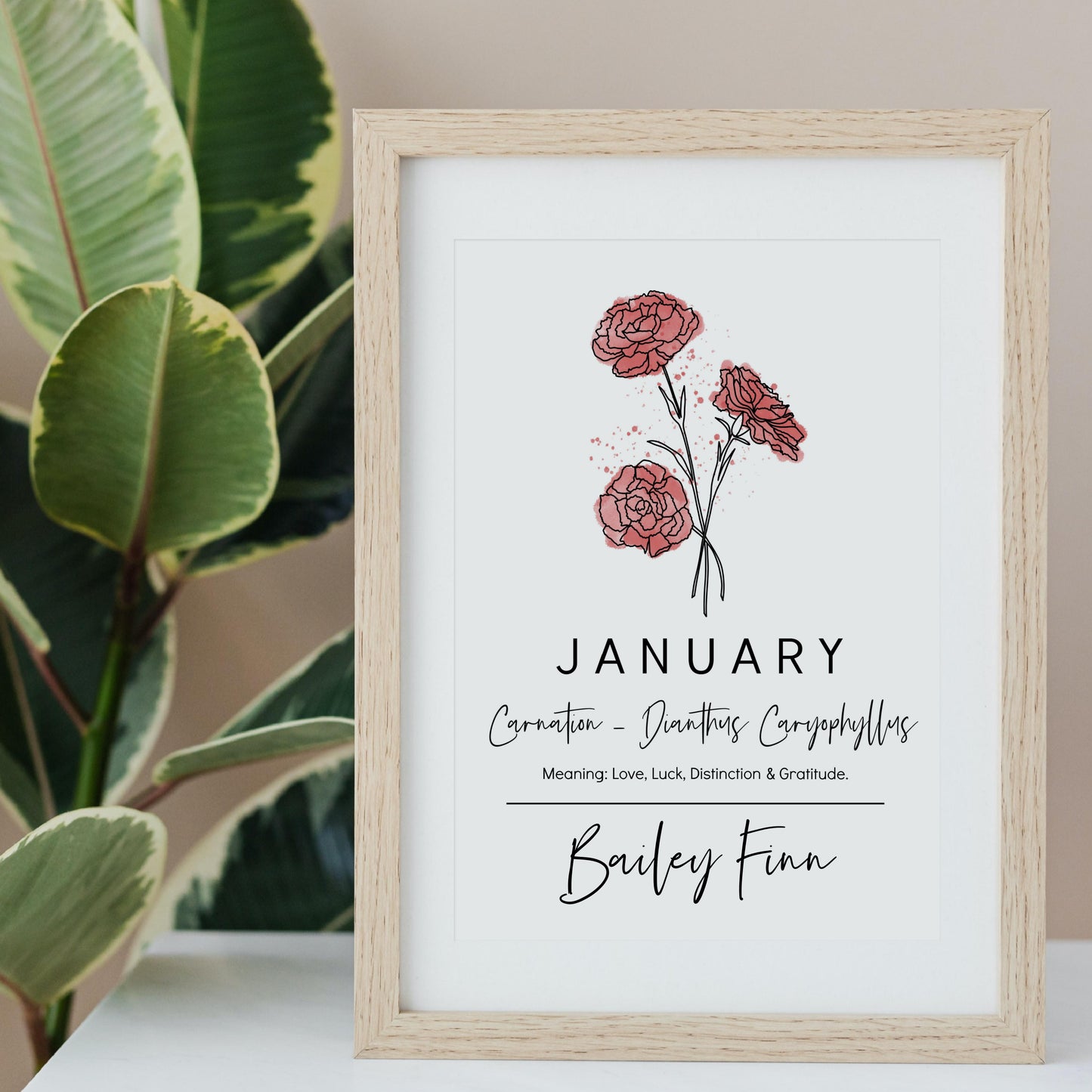 You Choose Birth Flower Personalized Name Unframed Art Print | Custom Gift for Birthdays | Nursery Wall Decor