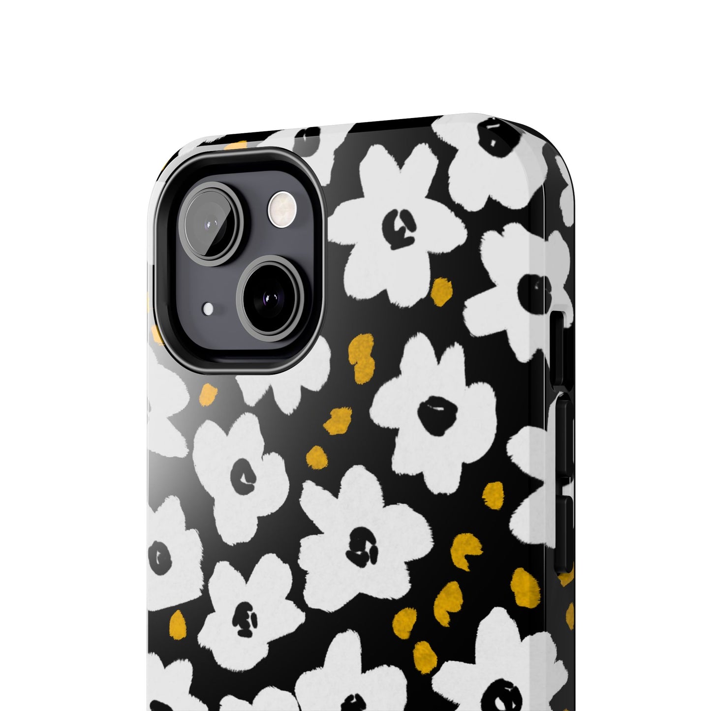 White Blooms | Black Tough Phone Cases | Nature Inspired iPhone Cover