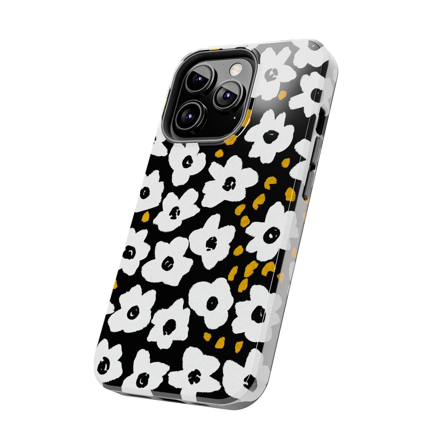 White Blooms | Black Tough Phone Cases | Nature Inspired iPhone Cover