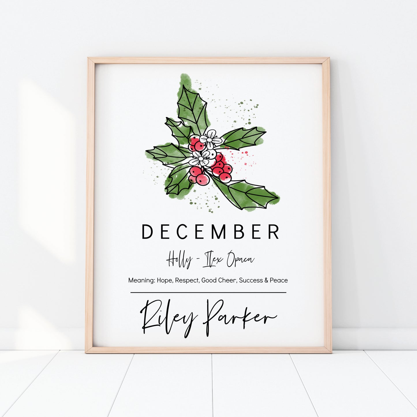 You Choose Birth Flower Personalized Name Unframed Art Print | Custom Gift for Birthdays | Nursery Wall Decor