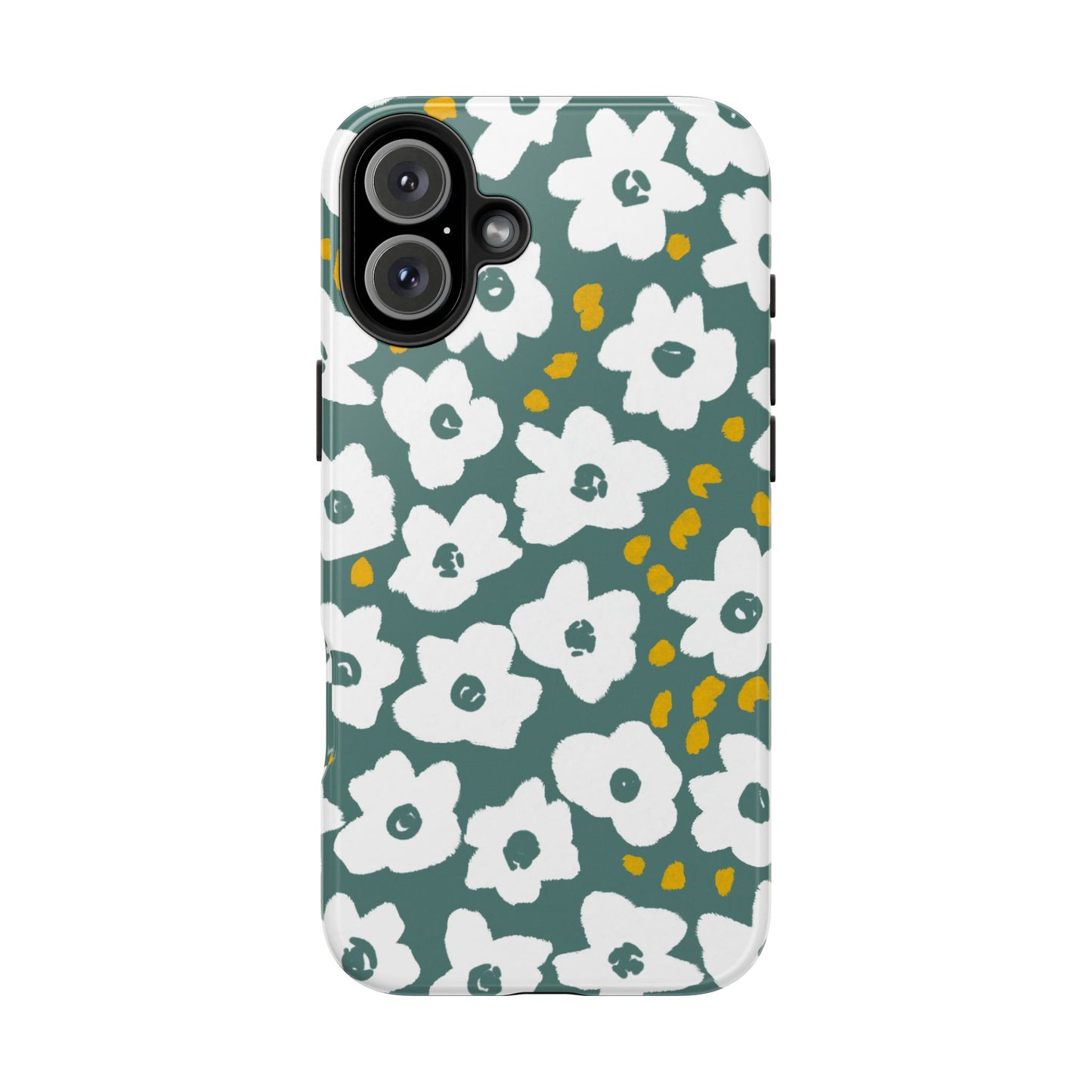 White Blooms | Hunter Green Tough Phone Cases | Nature Inspired iPhone Cover