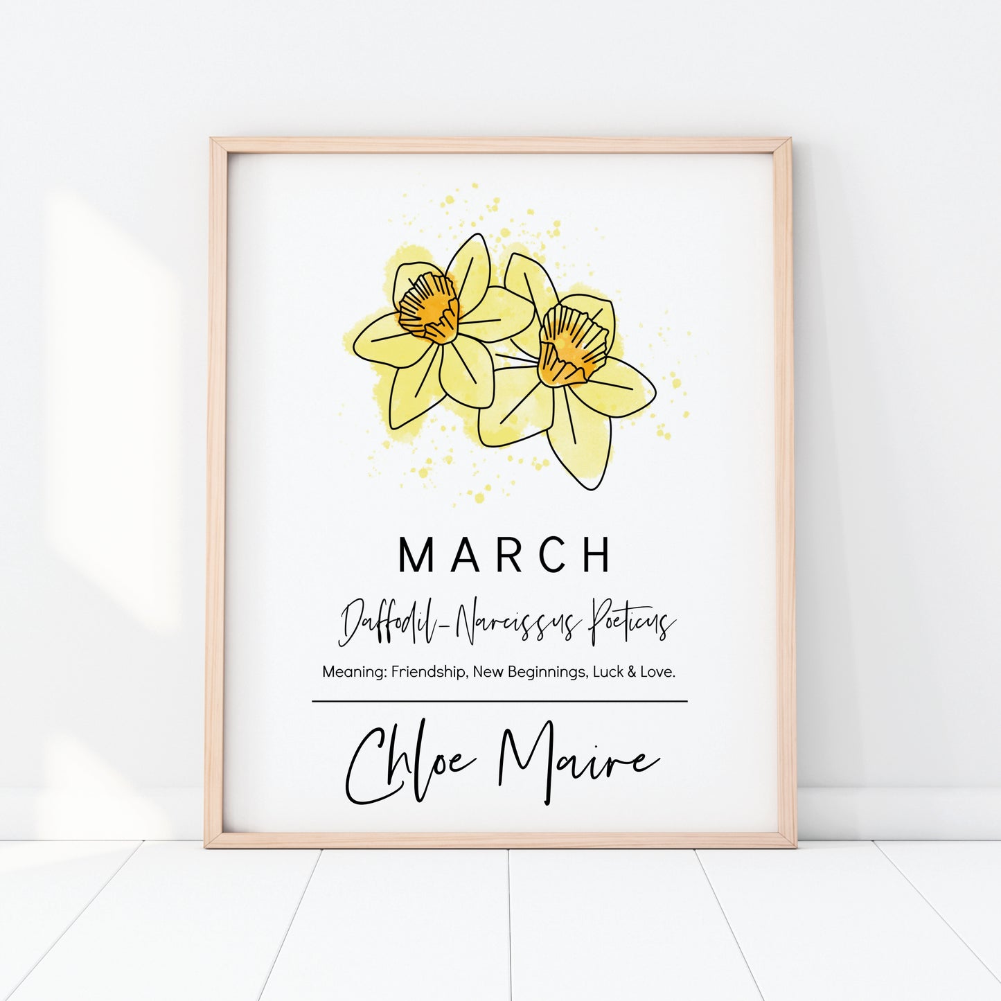 You Choose Birth Flower Personalized Name Unframed Art Print | Custom Gift for Birthdays | Nursery Wall Decor