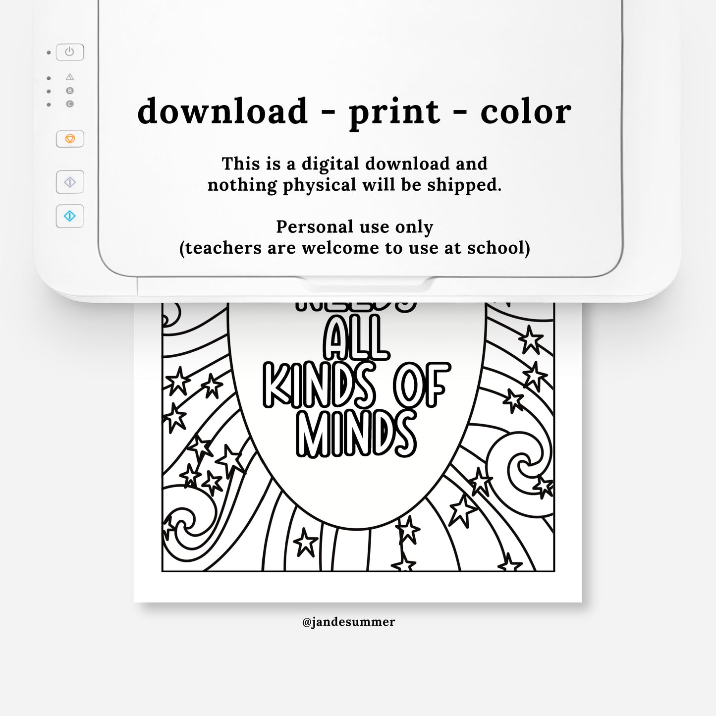 30Pk Celebrate Autism Coloring Sheets | Neurodiversity Inclusion & Acceptance | Hand-Drawn Coloring Pages By An Autism Momma + Color Tester Pages