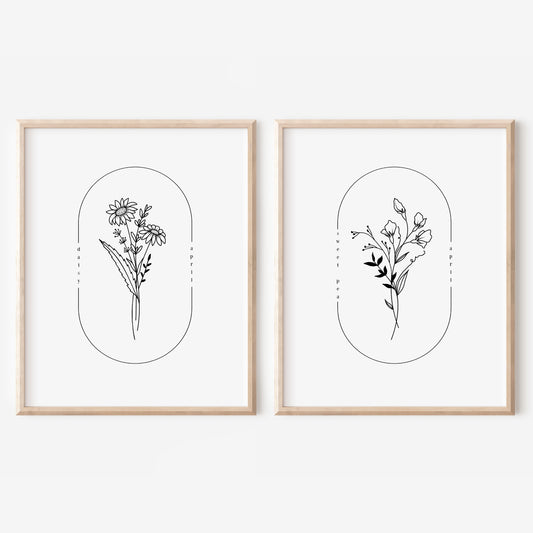 April Birth Flower Print | Daisy Sweet Pea Simple Floral Wall Decor | Nursery Art Birthday Gift Remembrance Keepsake