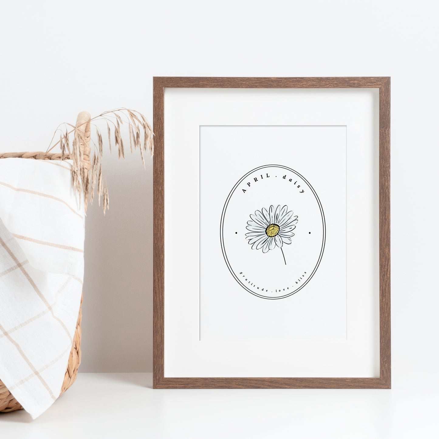 April Birth Flower Daisy | Cameo Watercolor Art Printable