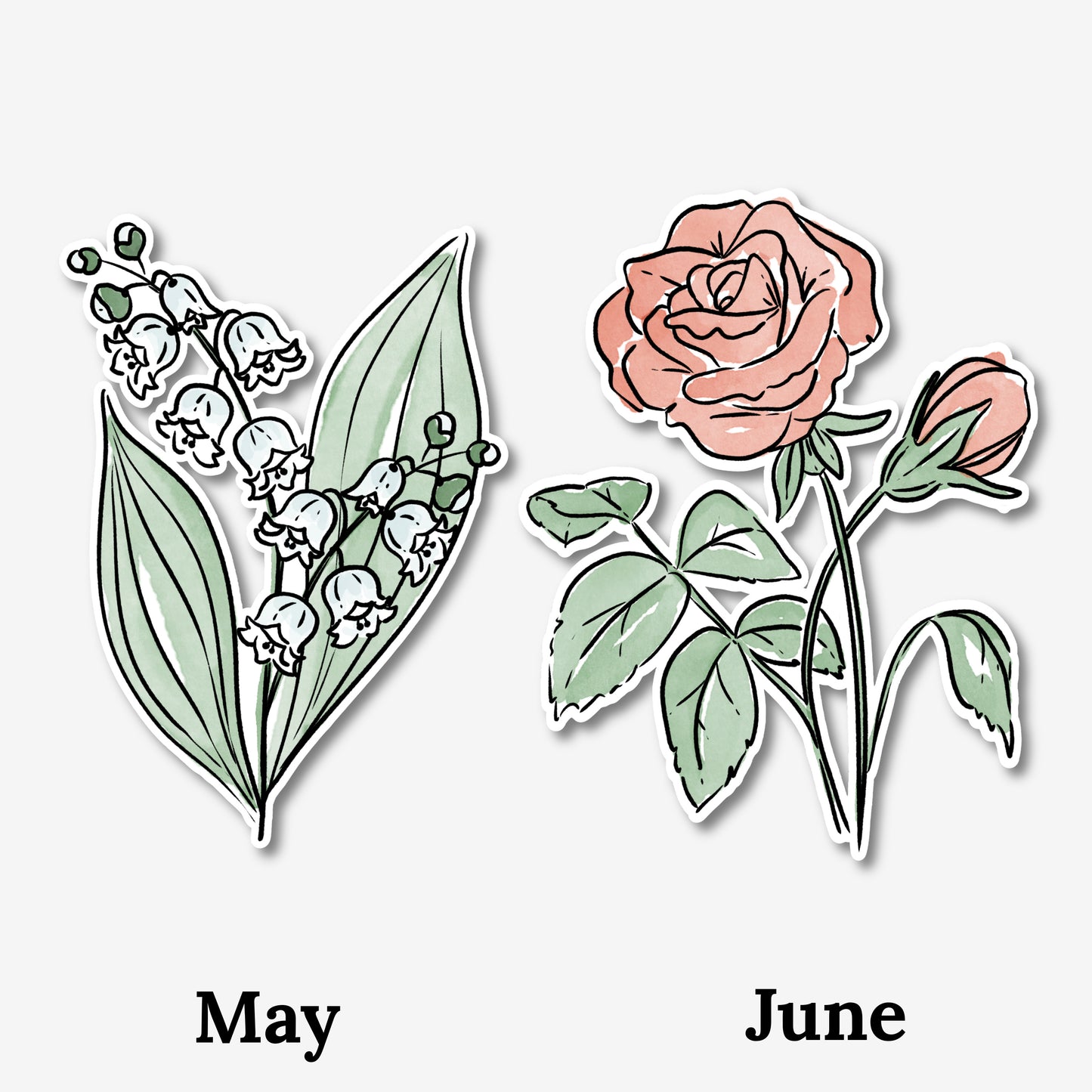Birth Flower Vinyl Sticker | 3" Weatherproof & Dishwasher Safe | Watercolor Birth Month Nature Inspired Gift
