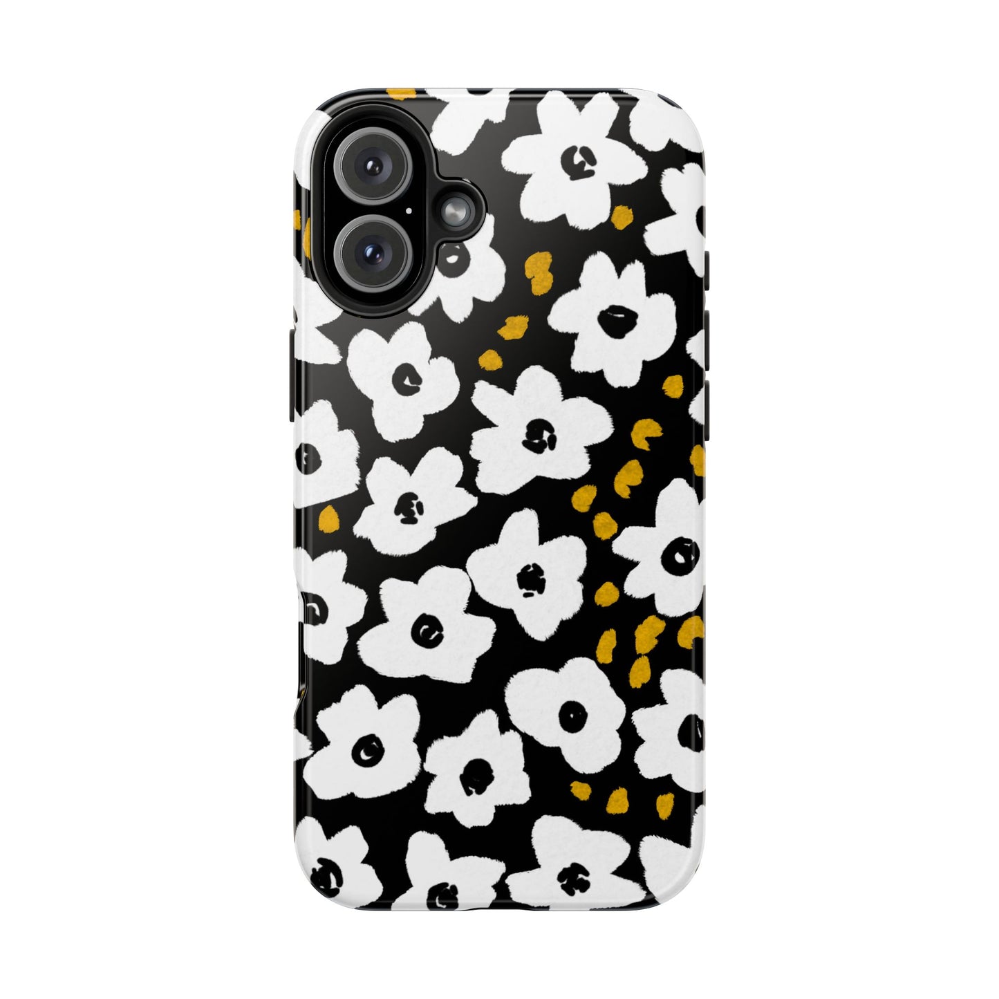 White Blooms | Black Tough Phone Cases | Nature Inspired iPhone Cover