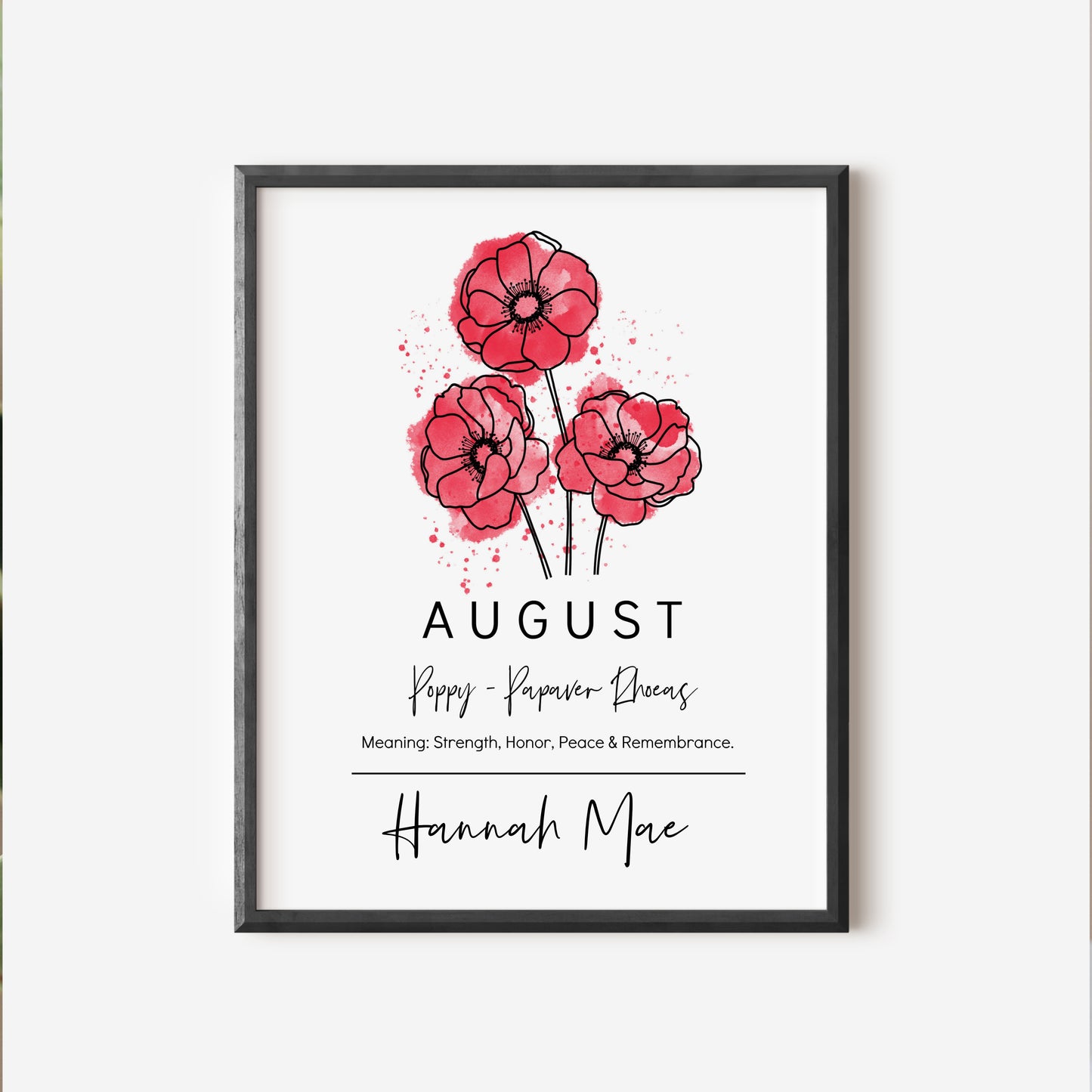 You Choose Birth Flower Personalized Name Unframed Art Print | Custom Gift for Birthdays | Nursery Wall Decor