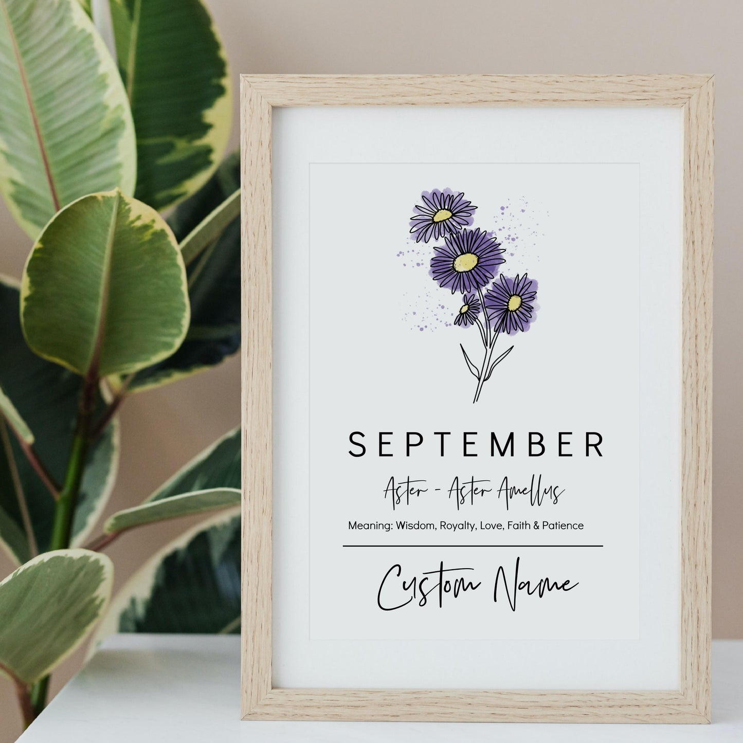 You Choose Birth Flower Personalized Name Unframed Art Print | Custom Gift for Birthdays | Nursery Wall Decor