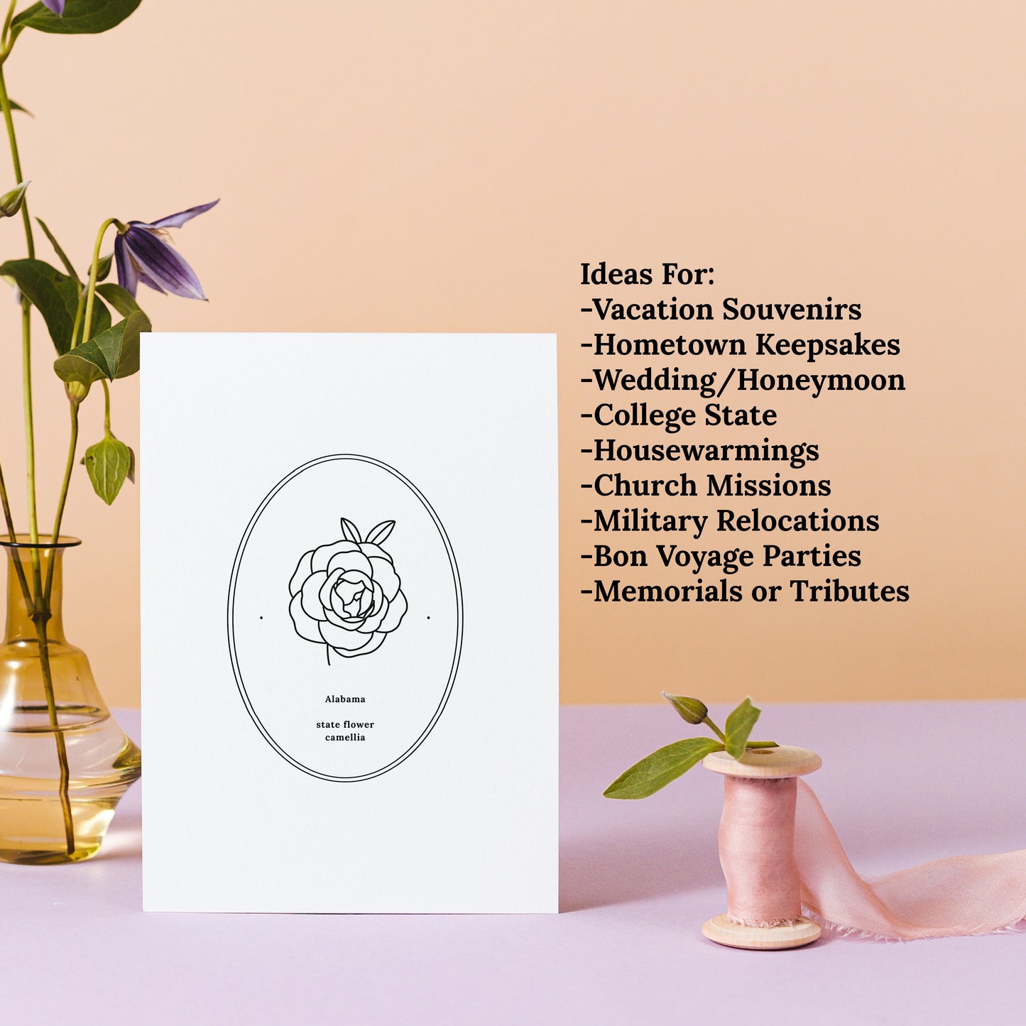 Alabama State Flower Printable | Camellia Digital Floral Wall Decor