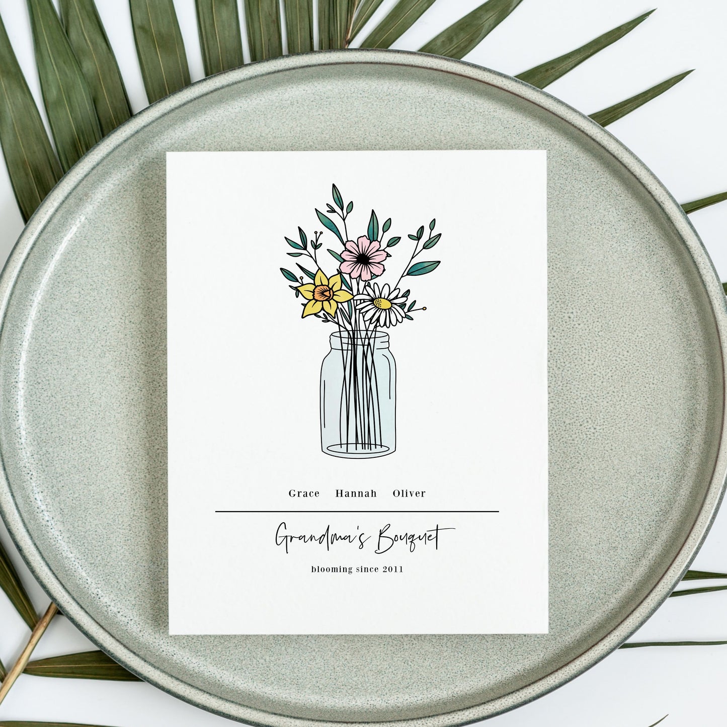 Birth Flower Bouquet Unframed Art Print | Up to 6 Names & Flowers | Gift for Mom and Grandma Family Flower Bunch