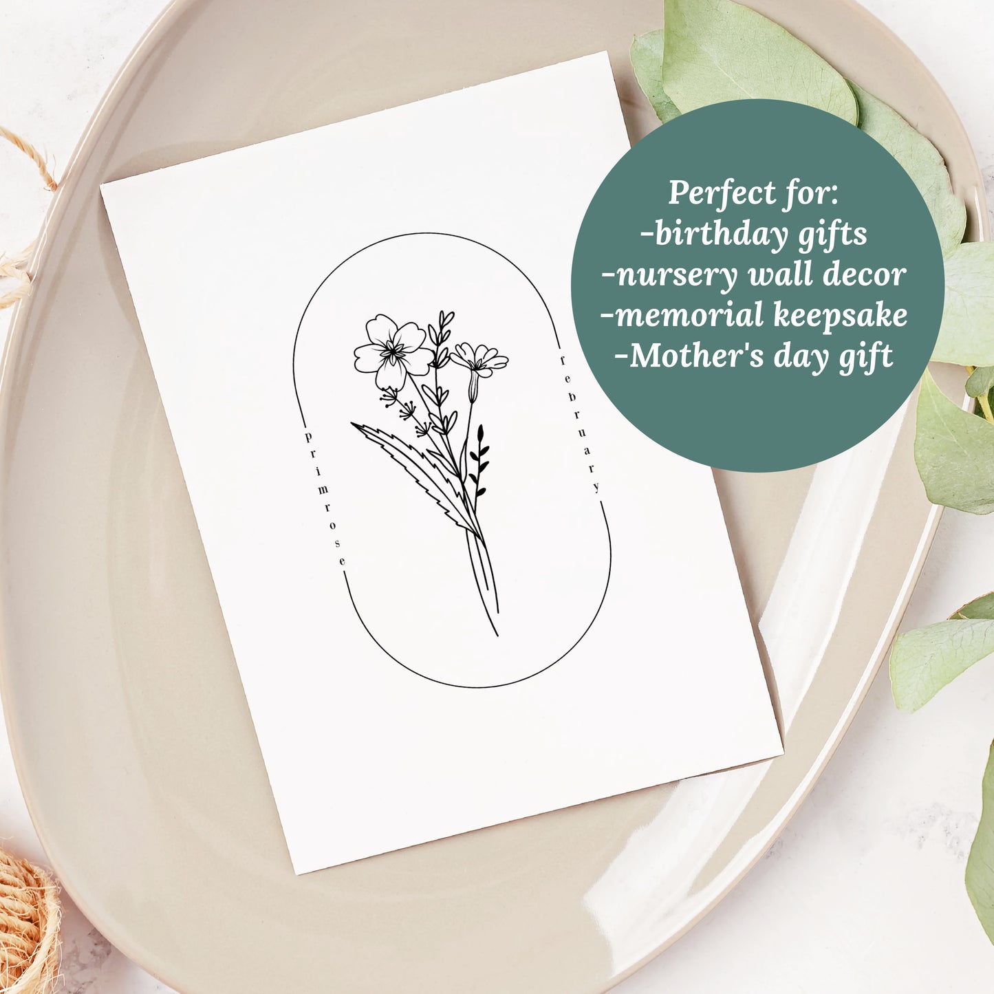 February Birth Flower Print | Iris Violet Primrose Simple Floral Wall Decor | Nursery Art Birthday Gift Remembrance Keepsake