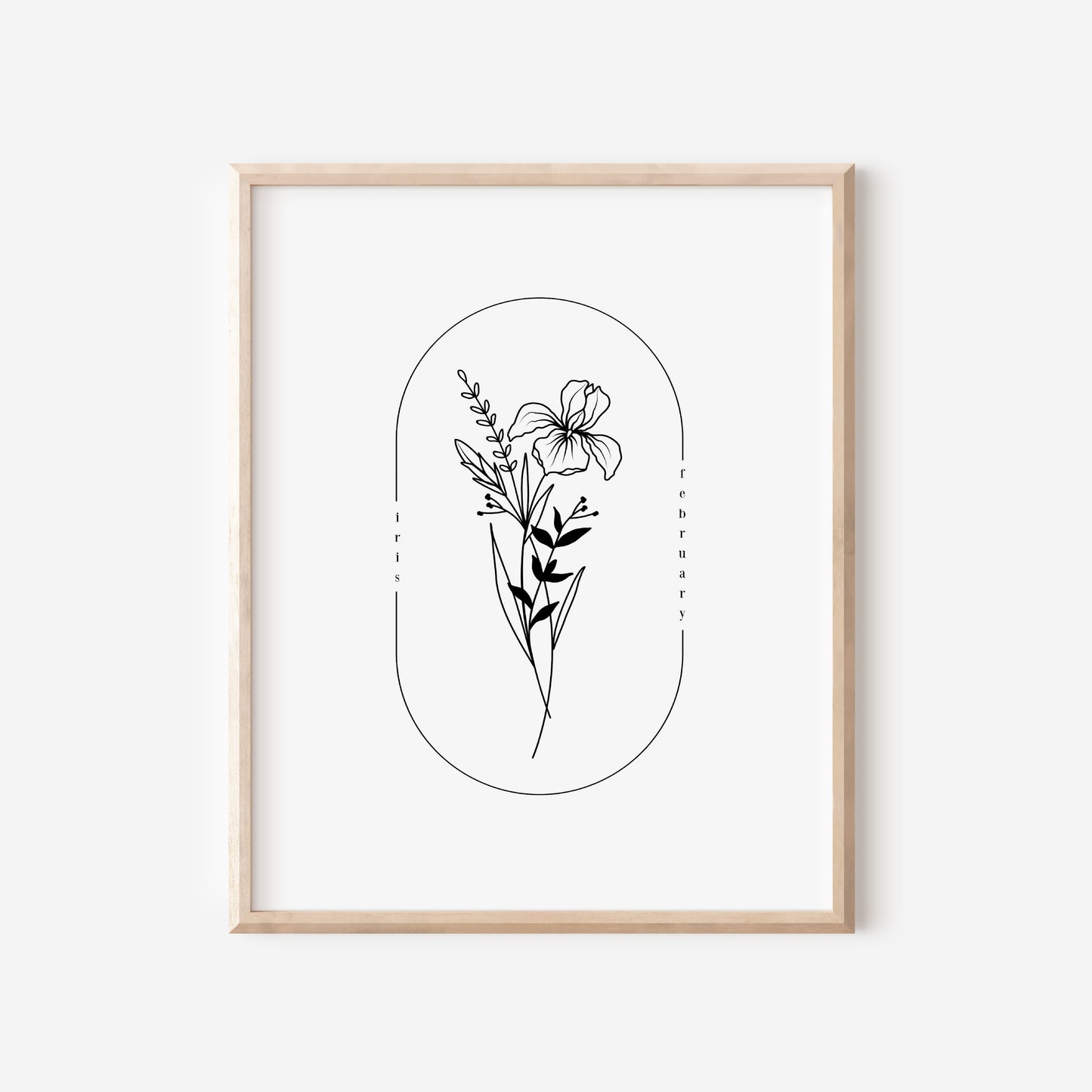 February Birth Flower Print | Iris Violet Primrose Simple Floral Wall Decor | Nursery Art Birthday Gift Remembrance Keepsake