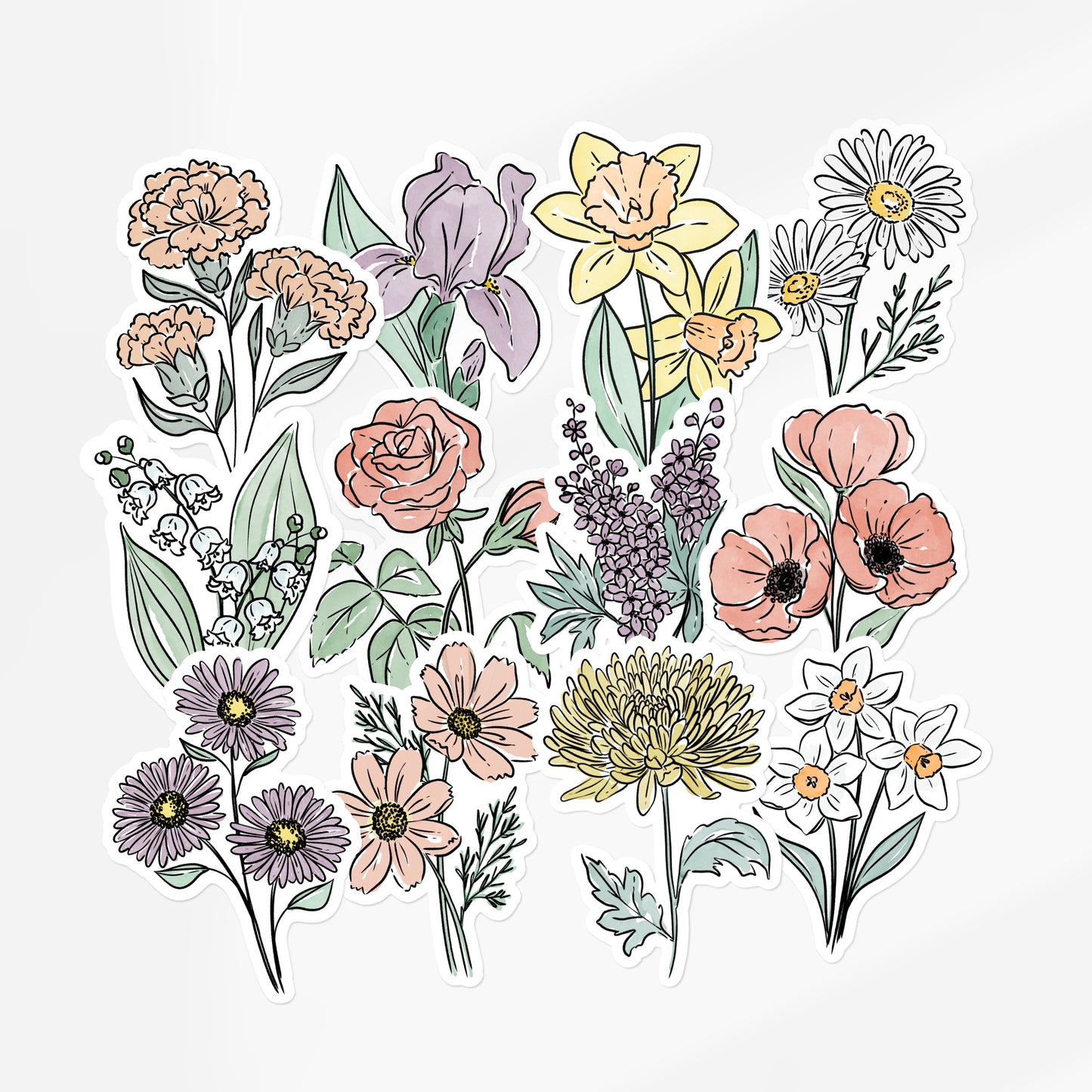 Birth Flower Vinyl Sticker | 3" Weatherproof & Dishwasher Safe | Watercolor Birth Month Nature Inspired Gift