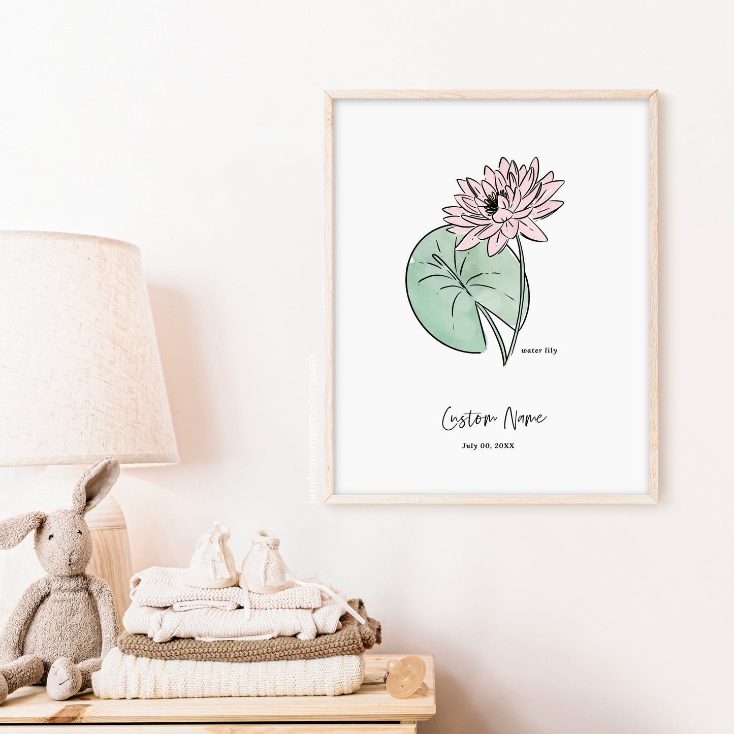 Personalized Name & Birthdate Birth Flower Printable | Custom Gift for Birthdays | Nursery Wall Decor | Floral Inspired Gift