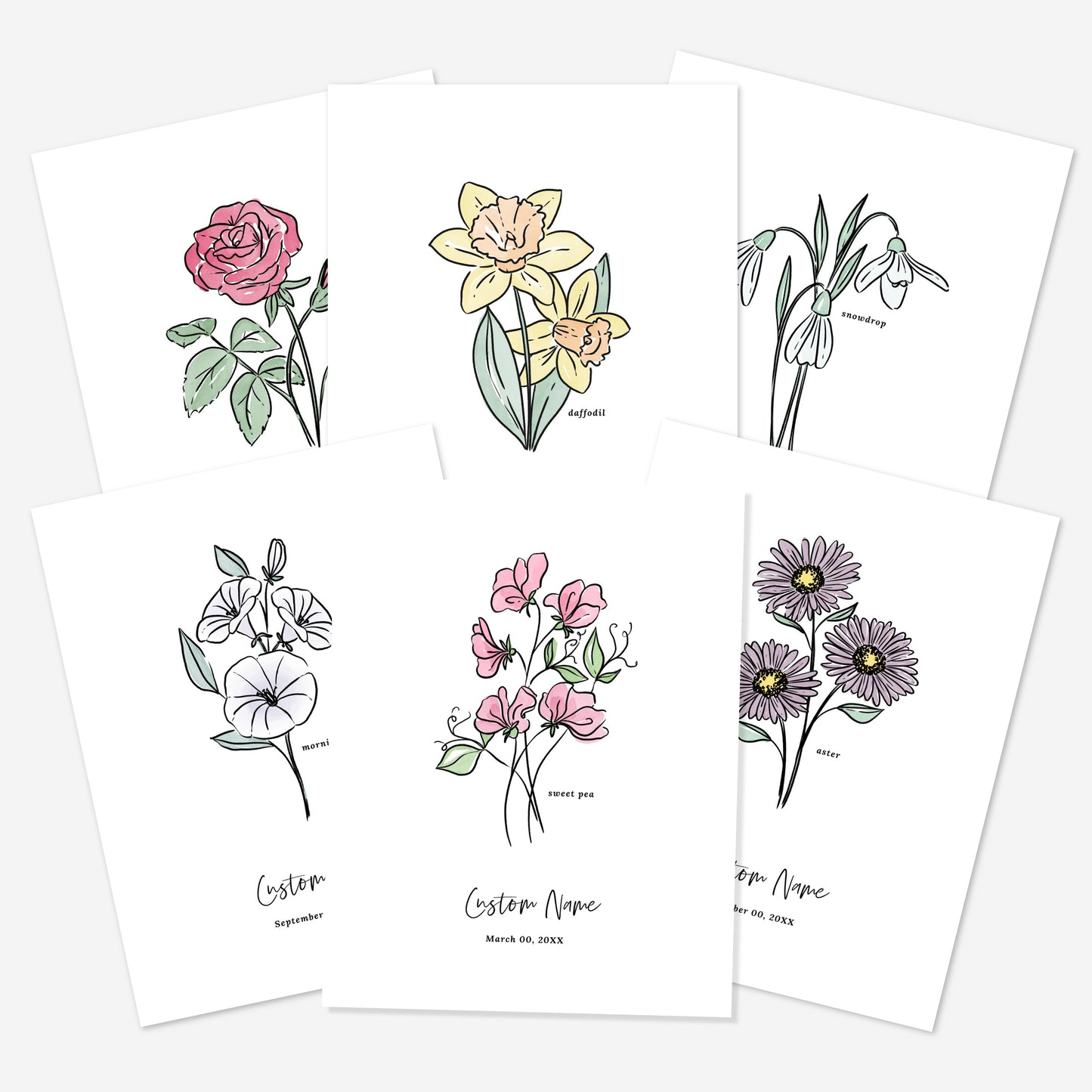 Personalized Name & Birthdate Birth Flower Printable | Custom Gift for Birthdays | Nursery Wall Decor | Floral Inspired Gift