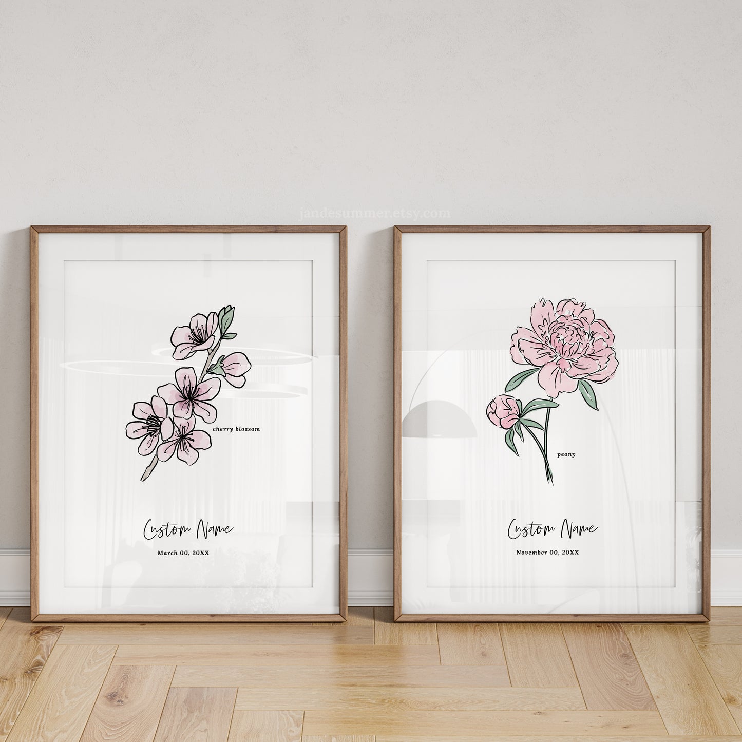 Personalized Name & Birthdate Birth Flower Printable | Custom Gift for Birthdays | Nursery Wall Decor | Floral Inspired Gift