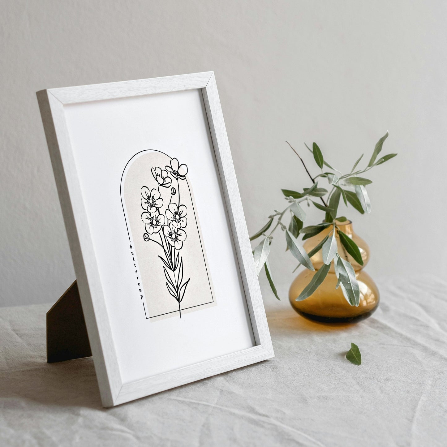 Buttercup Flower Unframed Art Print | Floral Illustration Cottagecore Garden Inspired Wall Decor