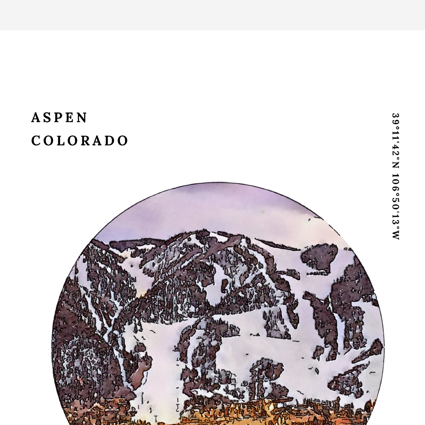 Aspen Colorado Facts & Watercolor Illustration Unframed Art Print | Gift for Wedding Vacation Souvenir