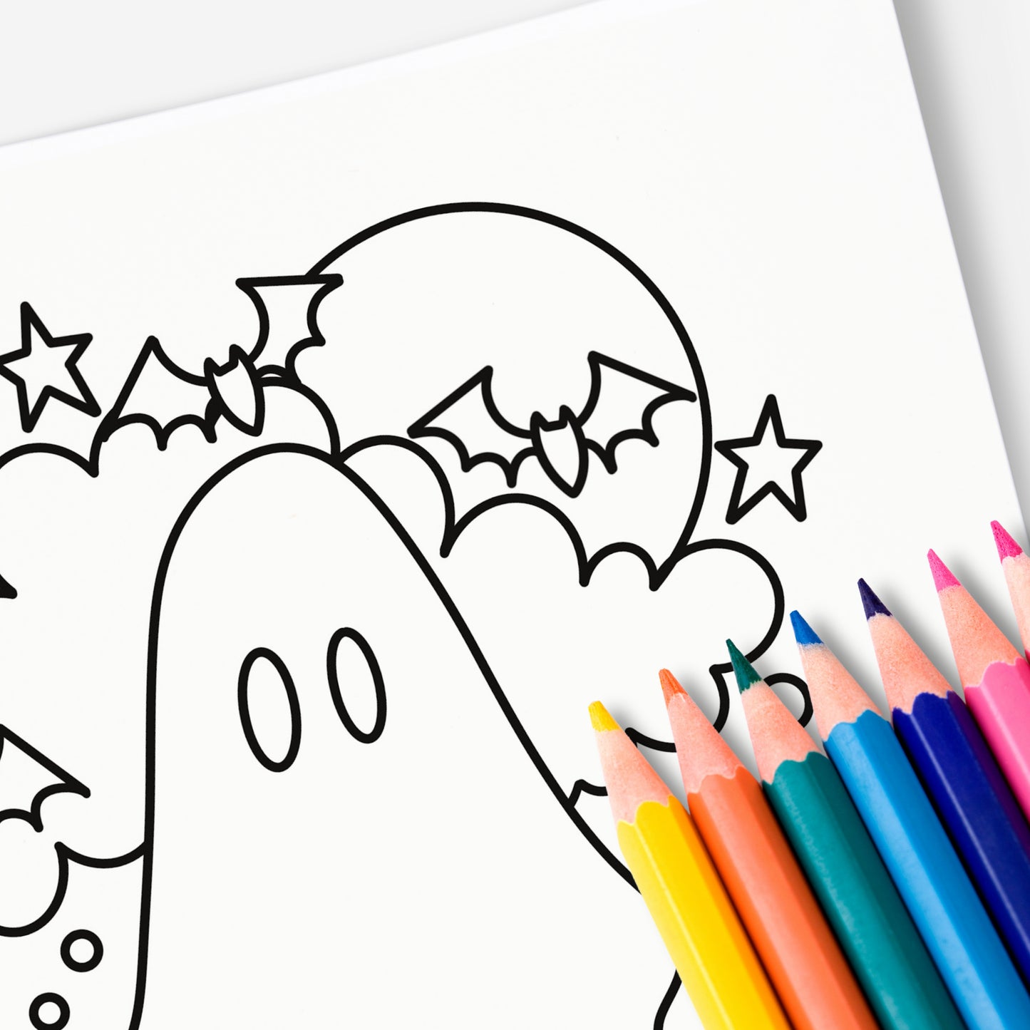 10 Pk Halloween Printable Coloring Book 10Pk Coloring Pages | Hand-Drawn Ghost Pumpkin Spooky | Creative Therapeutic Color Activity Time