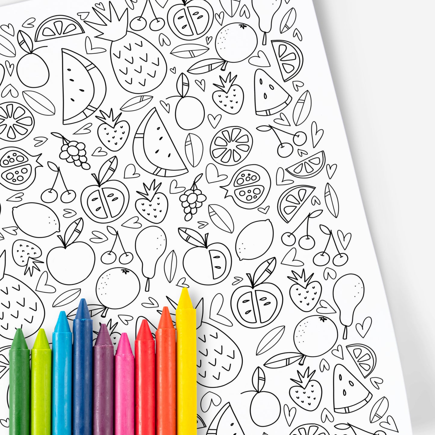 Fruits & Food Coloring Page Printable | Hand-Drawn Digital Coloring Book | Adult Zen Calming Color Activity Time