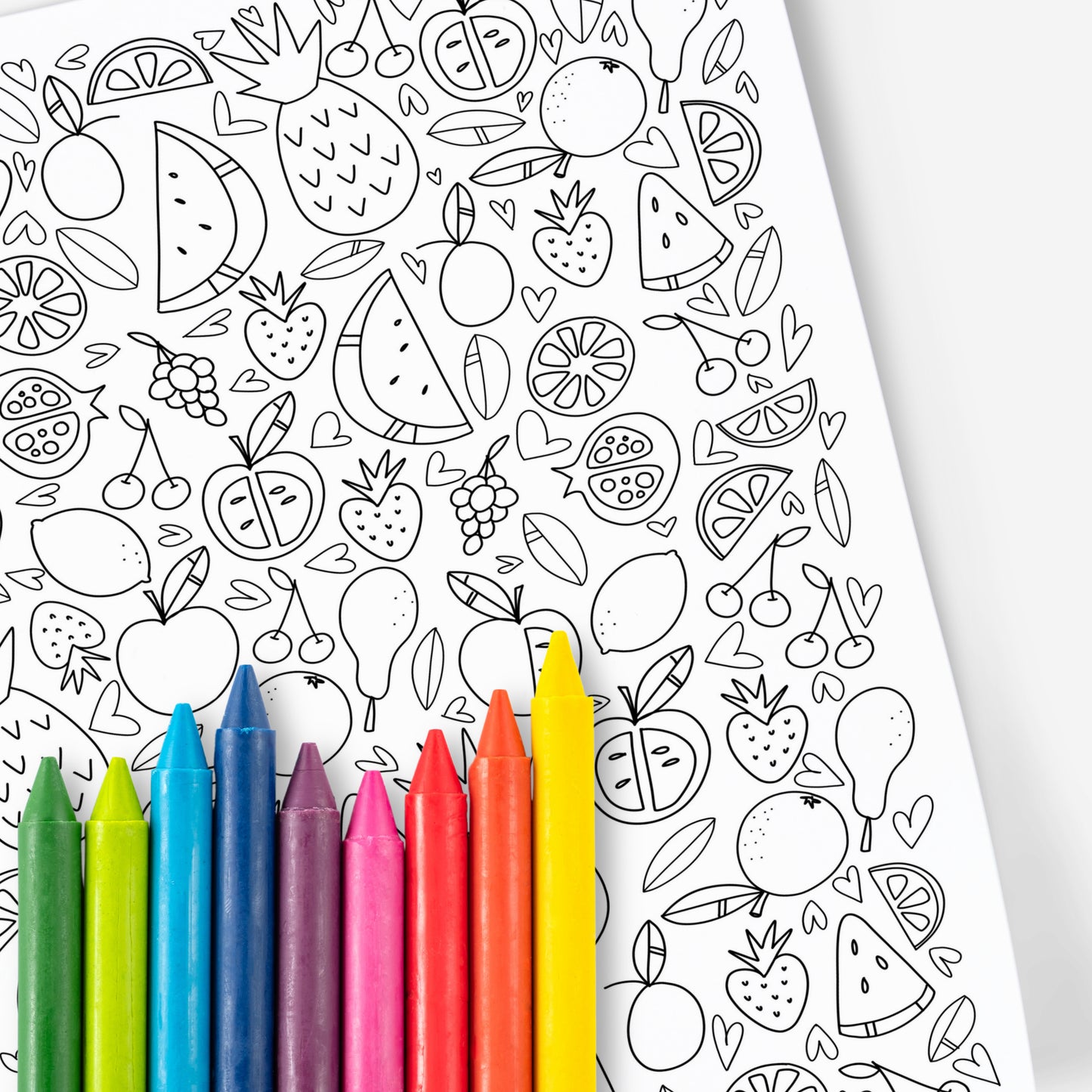 Fruits & Food Coloring Page Printable | Hand-Drawn Digital Coloring Book | Adult Zen Calming Color Activity Time