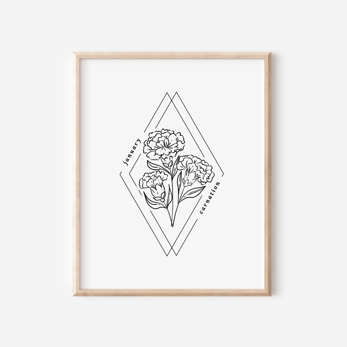 January Carnation Birth Flower Printable Birthday Gift