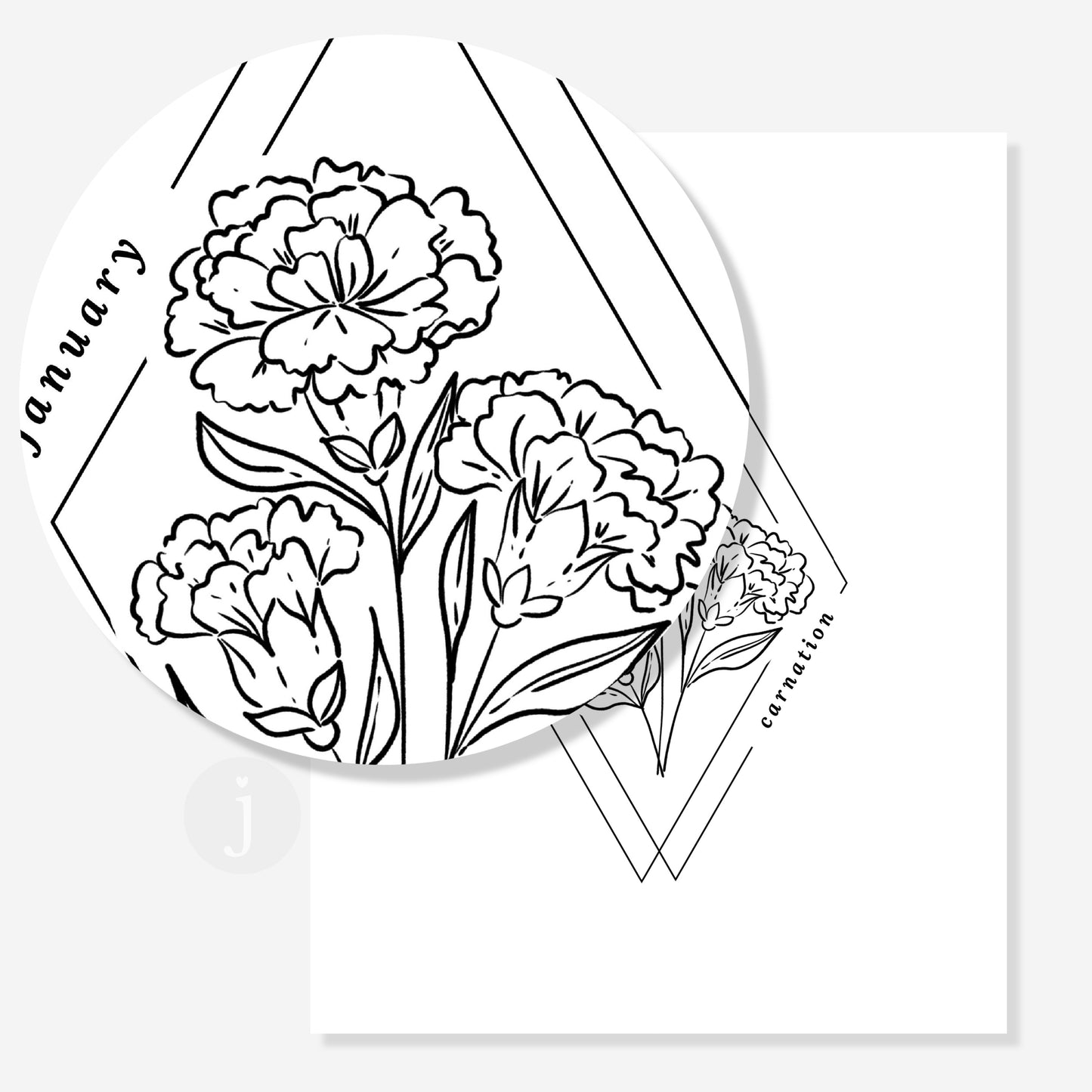 January Carnation Birth Flower Printable Birthday Gift