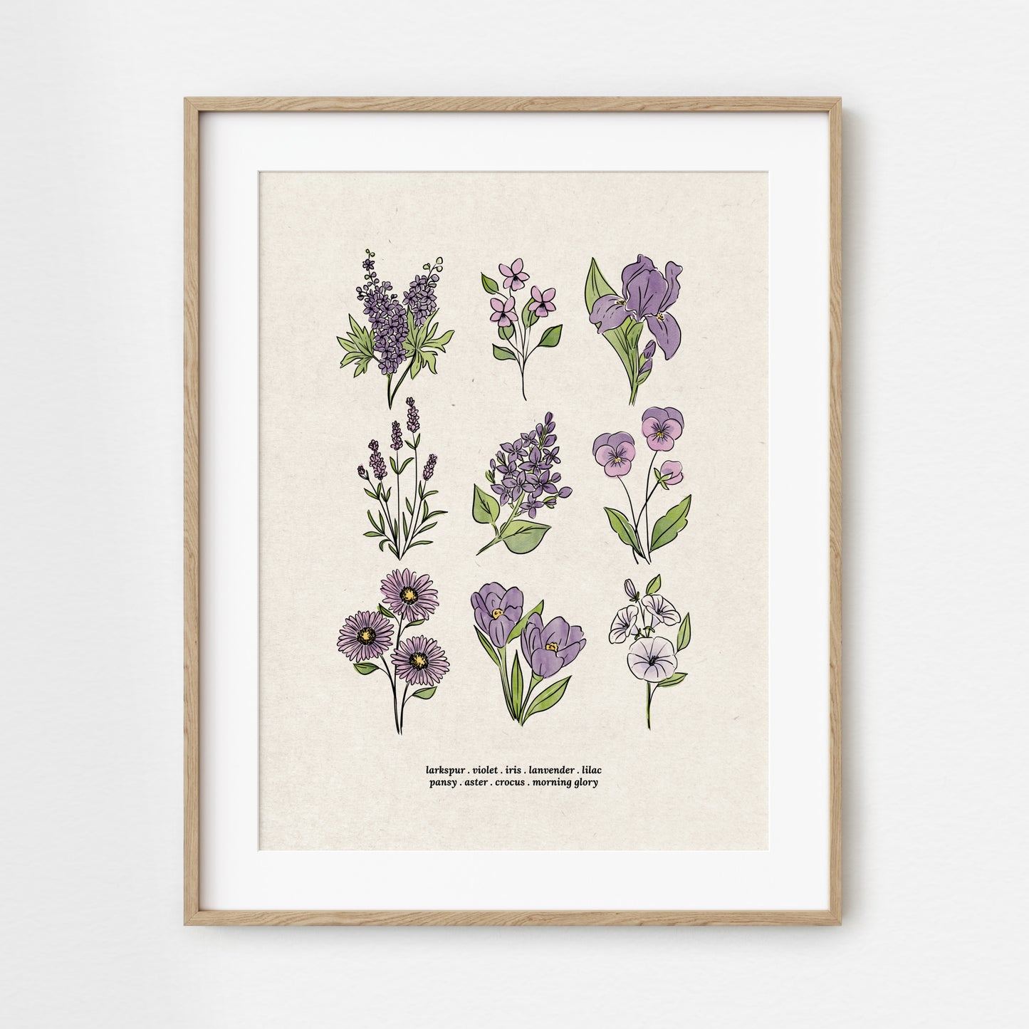 6 Flower Charts Unframed Art Prints | Colorful Antique Style | Yellow Orange Pink Red Purple Blue Floral | Garden Inspired Art