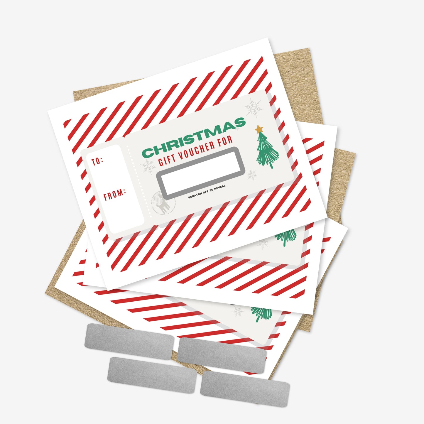 3 PK DIY Custom Text Scratch Off Christmas Or Holiday Gift Phrase Voucher Card | Personalized Gift Surprise Card