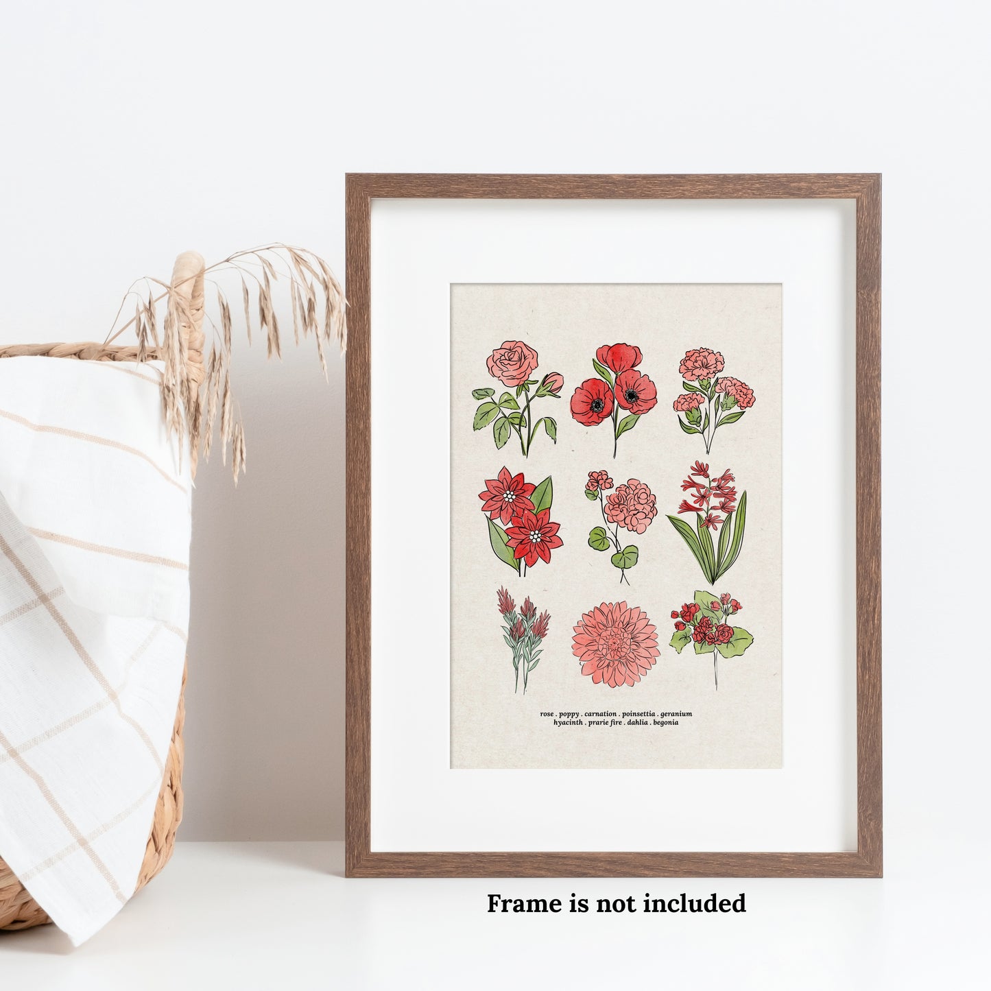 6 Flower Charts Unframed Art Prints | Colorful Antique Style | Yellow Orange Pink Red Purple Blue Floral | Garden Inspired Art