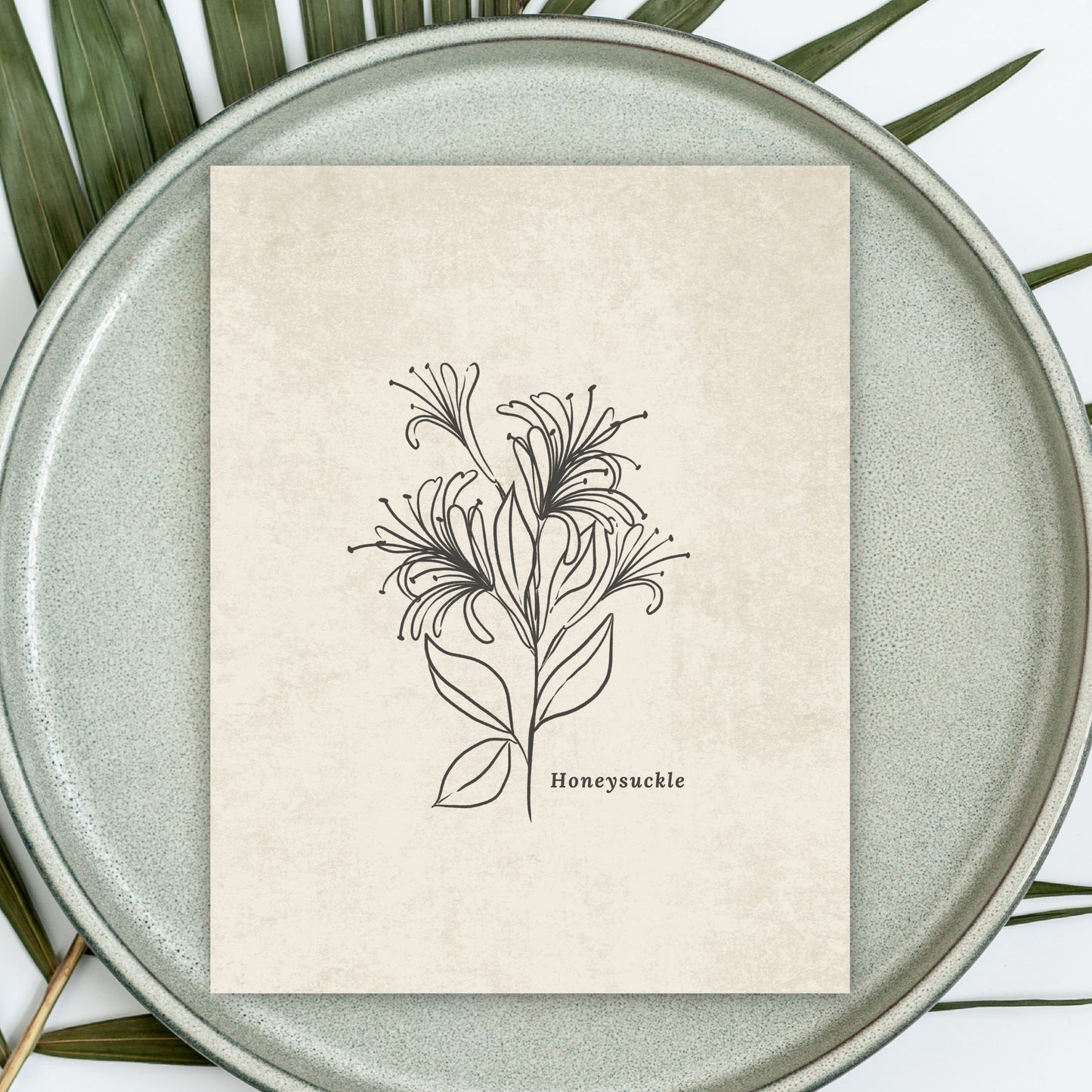 Honeysuckle Flower Illustration Printables | 4 Styles Included Watercolor Antique Sketched Floral Decor