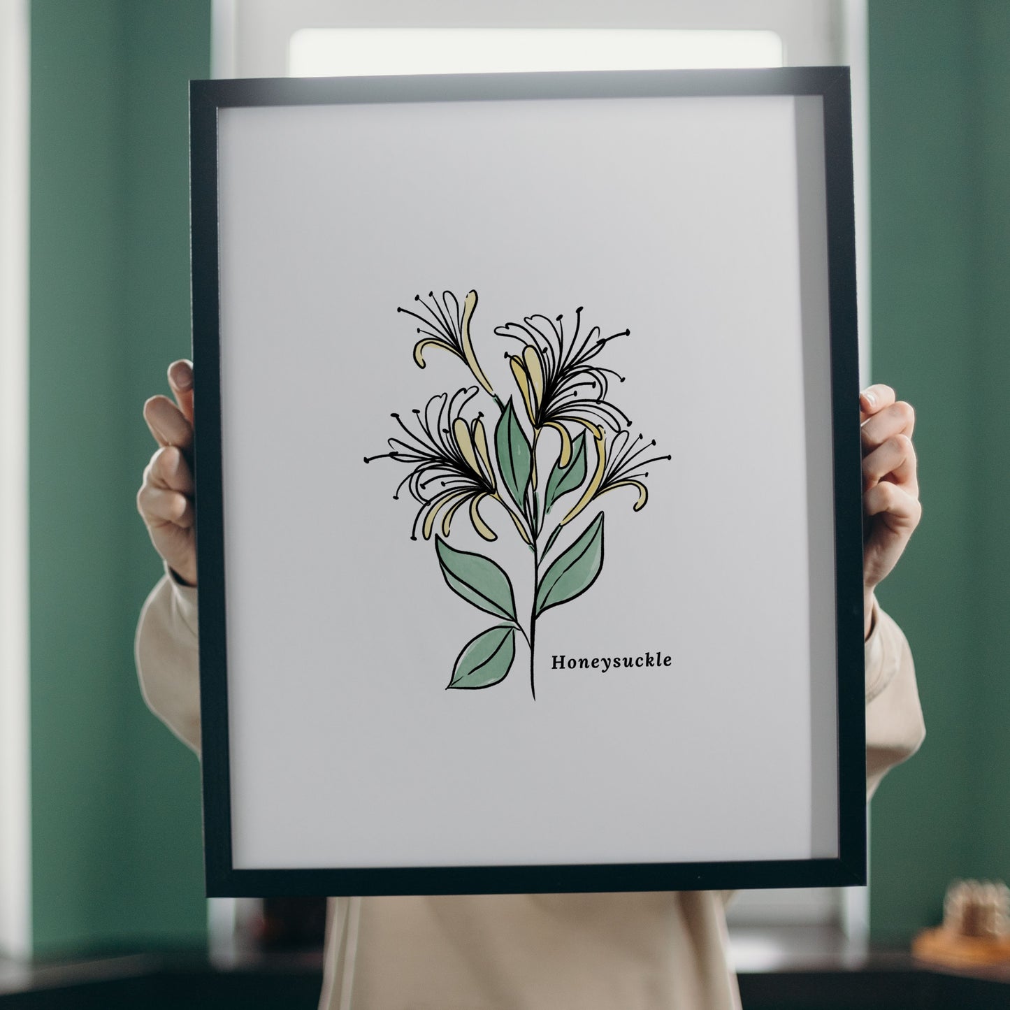 Honeysuckle Flower Illustration Printables | 4 Styles Included Watercolor Antique Sketched Floral Decor