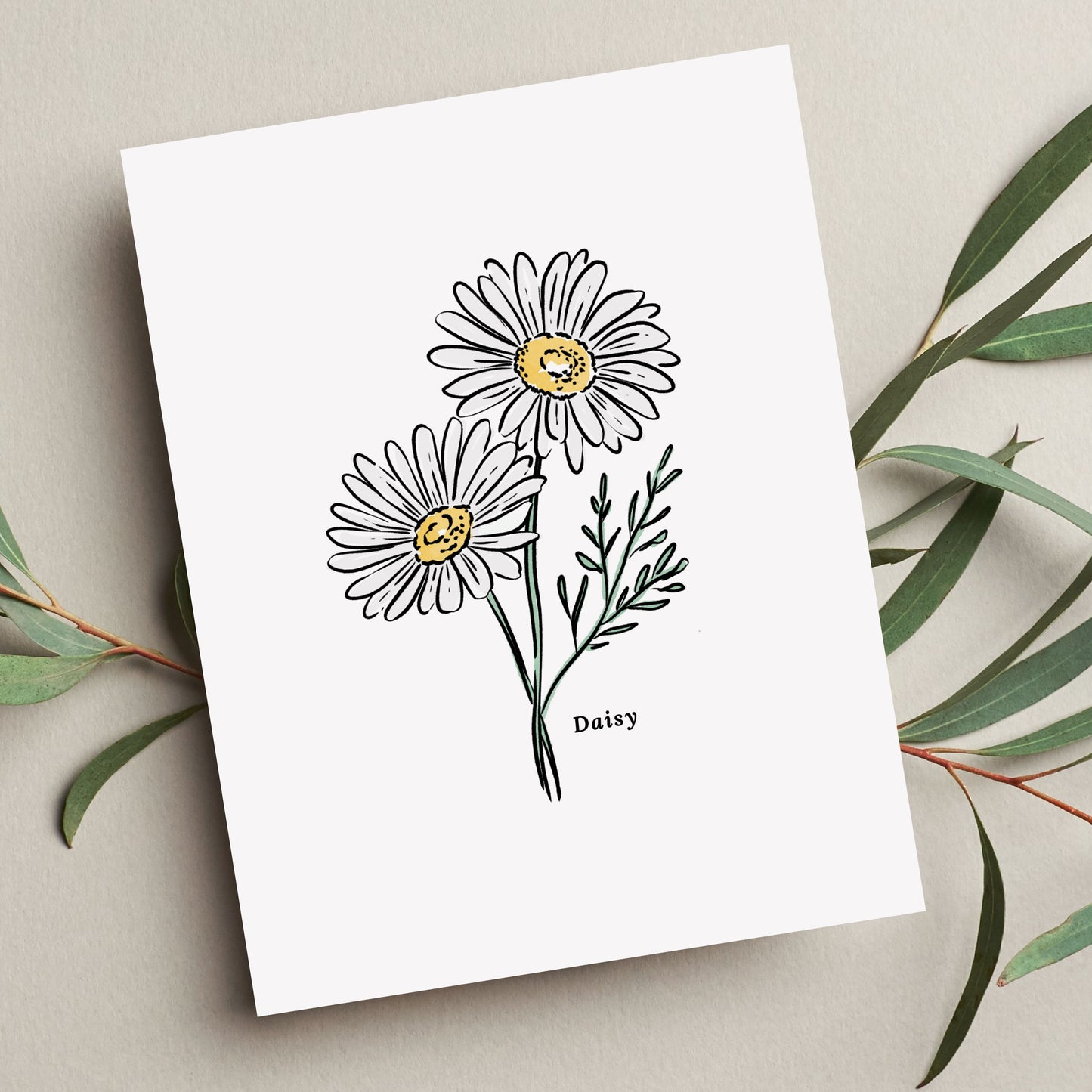 Daisy Illustration | Unframed Art Print Watercolor Sketched Drawing Floral Accent Wall Decor