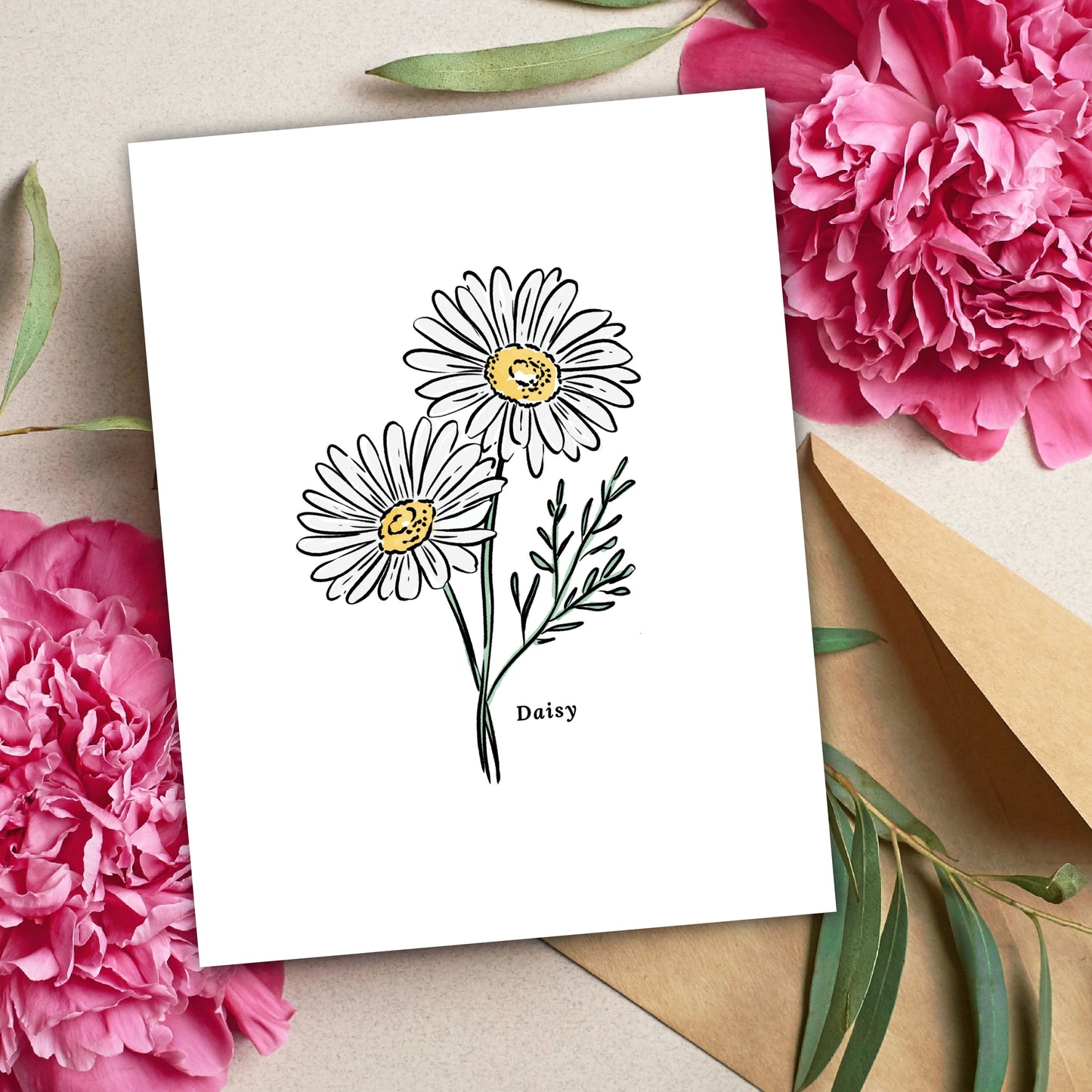 Daisy Illustration | Unframed Art Print Watercolor Sketched Drawing Floral Accent Wall Decor