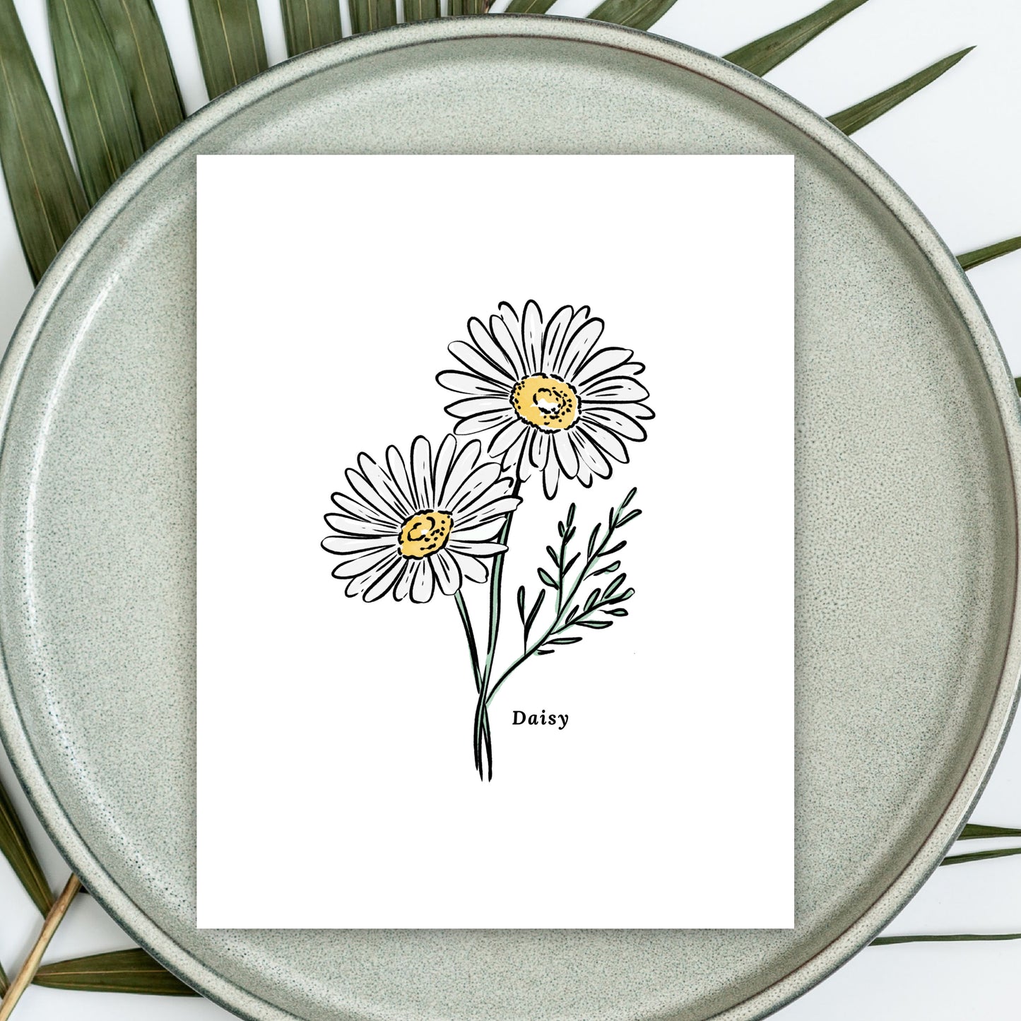 Daisy Illustration | Unframed Art Print Watercolor Sketched Drawing Floral Accent Wall Decor