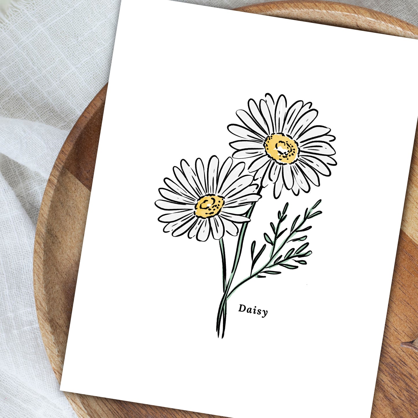 Daisy Illustration | Unframed Art Print Watercolor Sketched Drawing Floral Accent Wall Decor