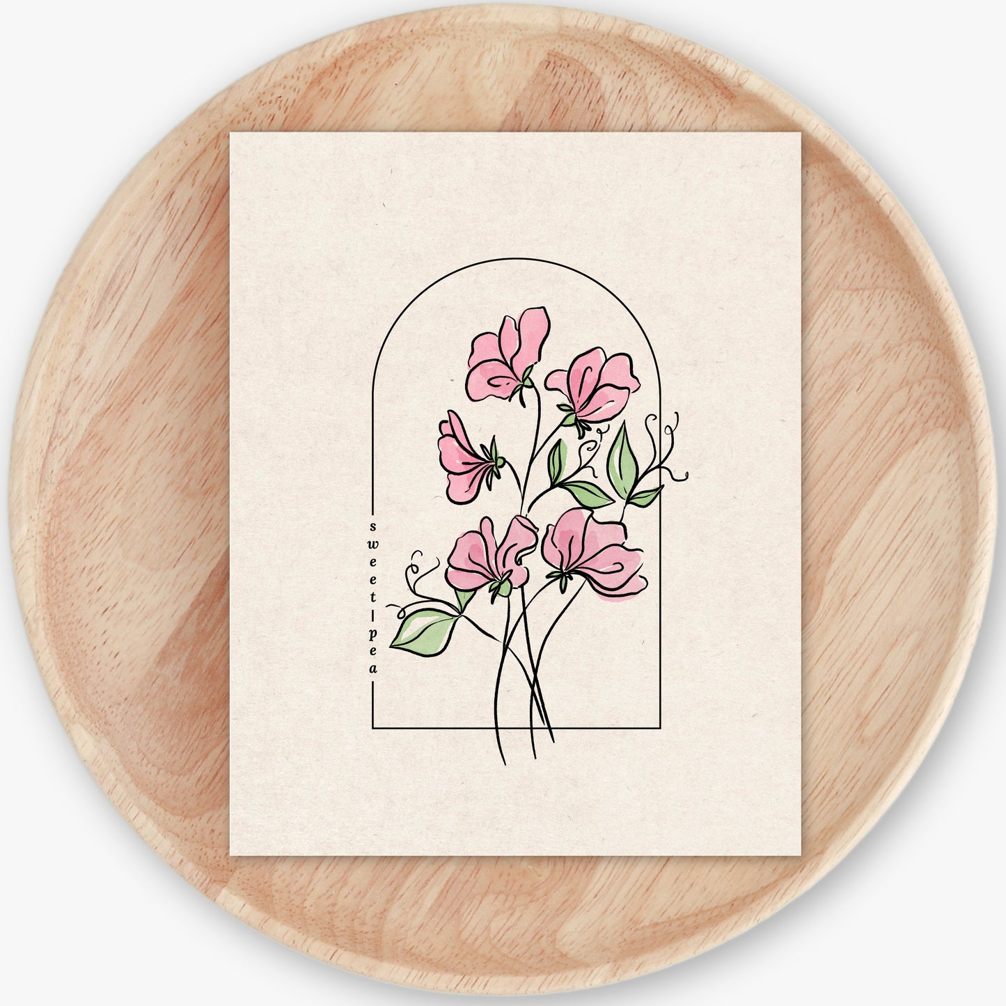 Sweet Pea Flower Illustration Unframed Art Print | Floral Wall Décor Garden Inspired Gift