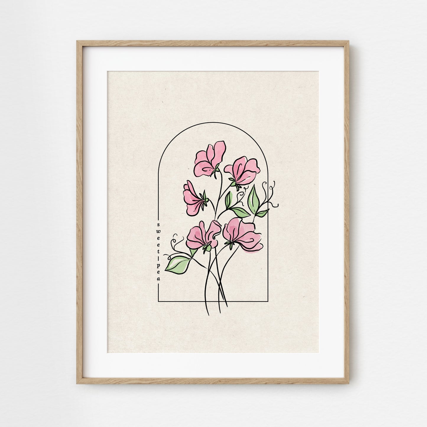 Sweet Pea Flower Illustration Unframed Art Print | Floral Wall Décor Garden Inspired Gift