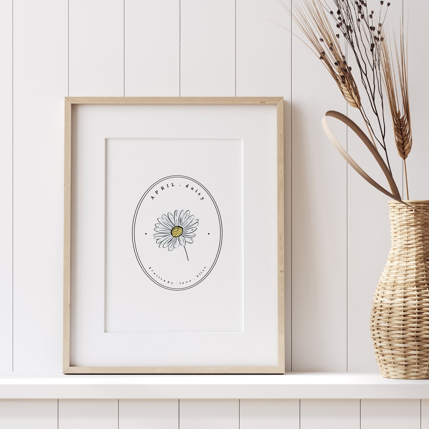 April Birth Flower Daisy | Cameo Watercolor Art Printable