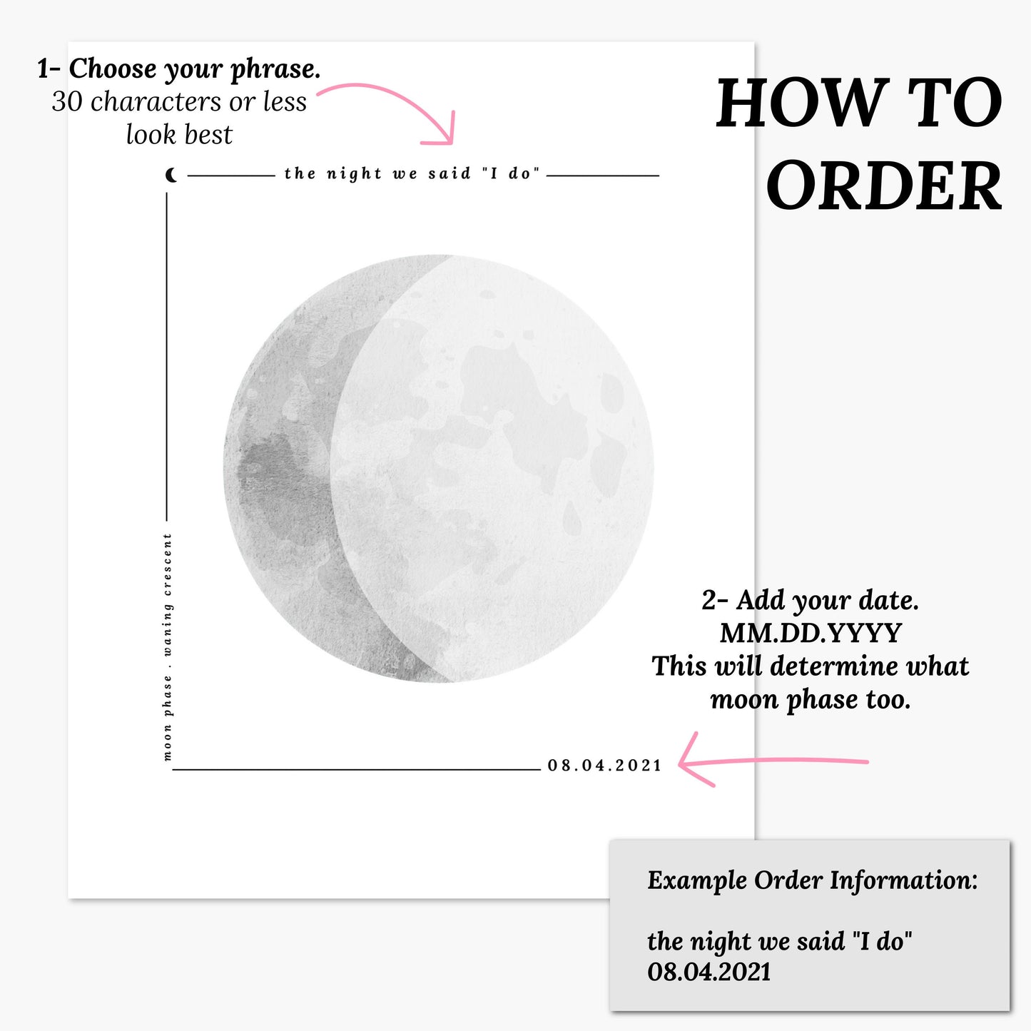Personalized Moon Phase Print | Unframed Custom Lunar Art Wall Decor | Night to Remember Special Dates Birthday Gifts