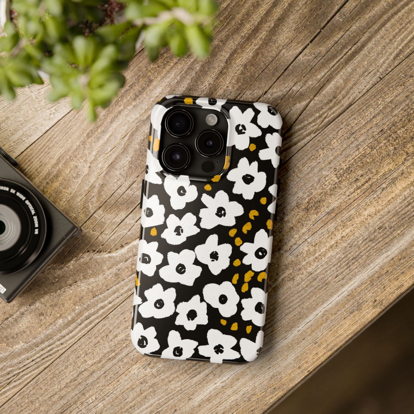 White Blooms | Black Tough Phone Cases | Nature Inspired iPhone Cover