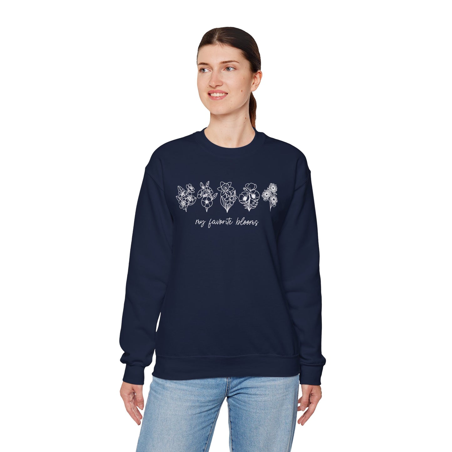 Birth Flower Garden | Up to 12 Flowers Unisex Heavy Blend™ Crewneck Sweatshirt