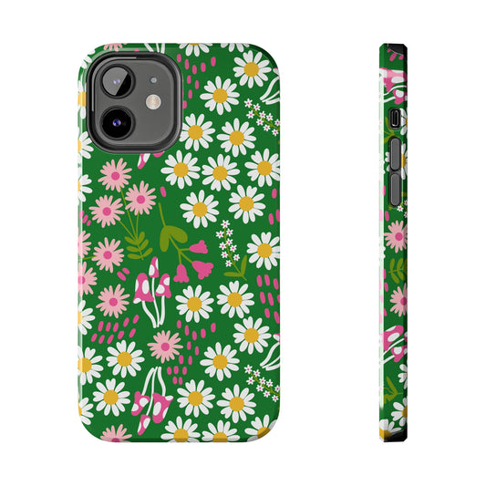 Floral + Mushrooms | Green Tough Phone Cases