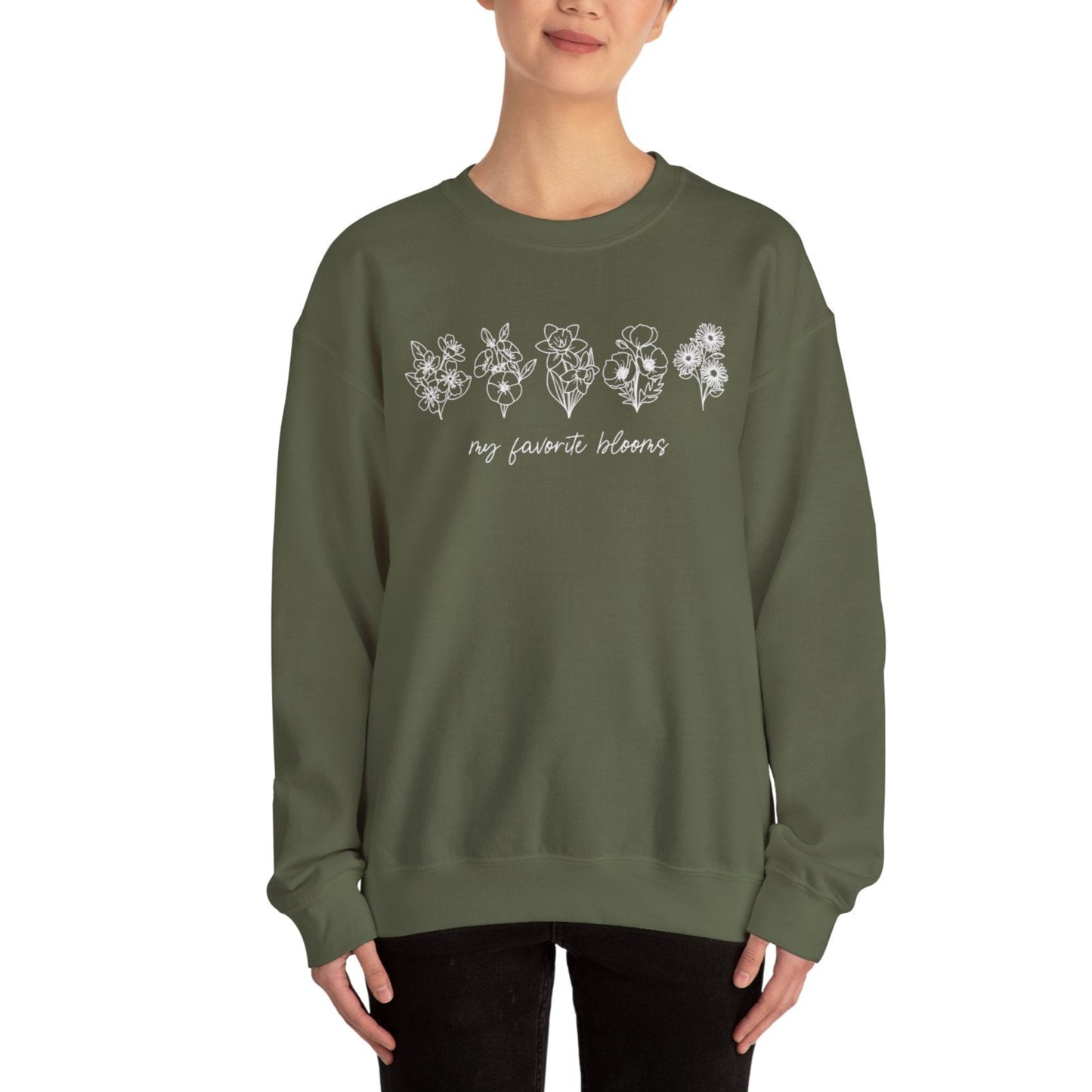 Birth Flower Garden | Up to 12 Flowers Unisex Heavy Blend™ Crewneck Sweatshirt