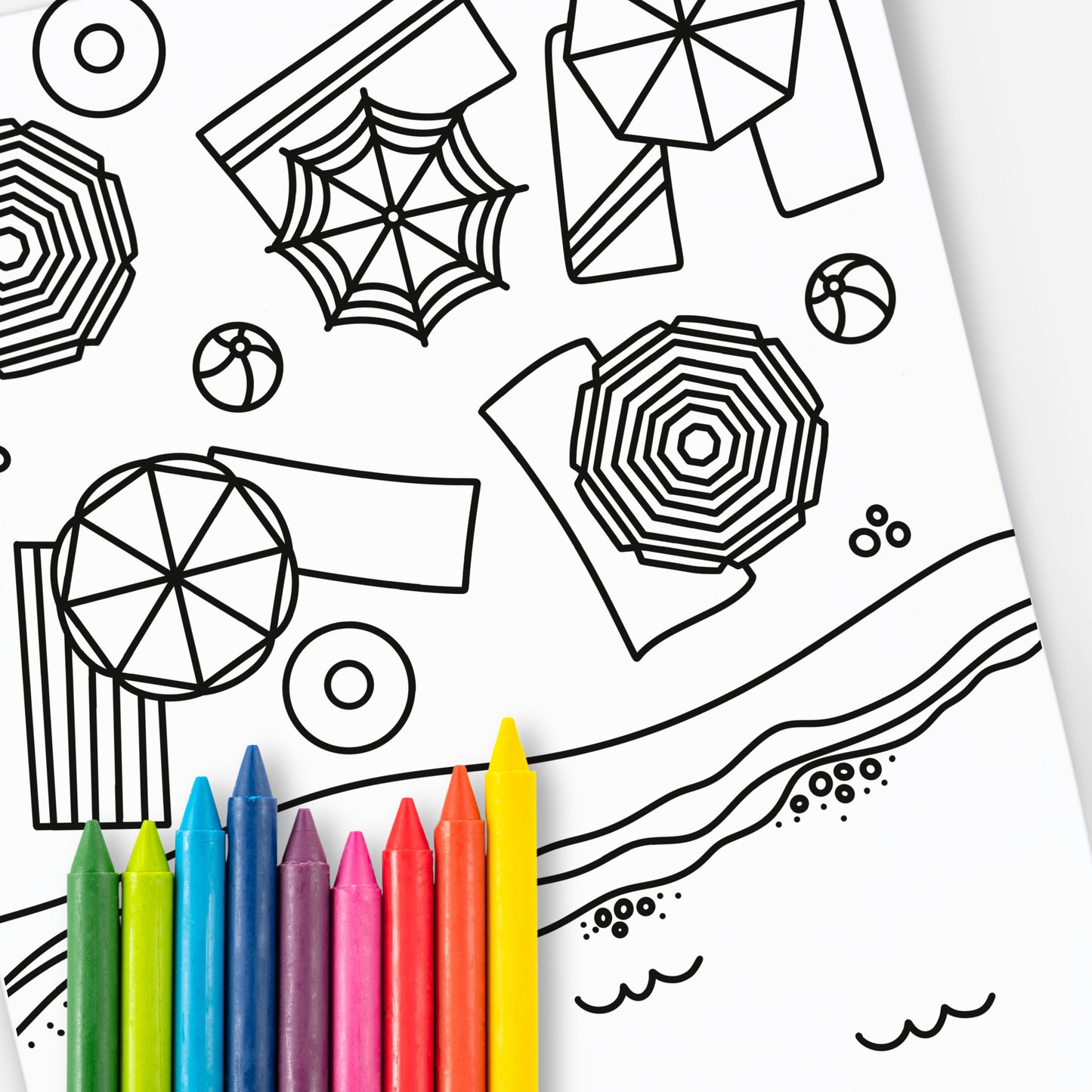 10 Pk Beach Vacation Printable Coloring Pages | Hand Illustrated Ocean Tropical Travel Summer Themed