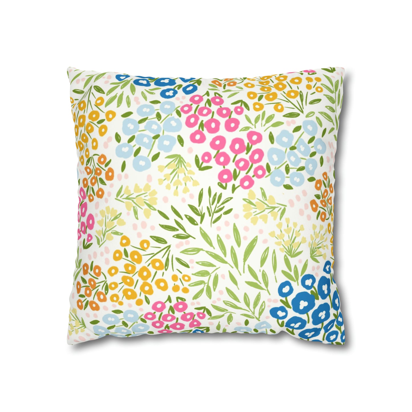 Summer Wildflower Faux Suede Square Pillow Case Cover | Nature Inspired Home Decor | Pillow Not Included