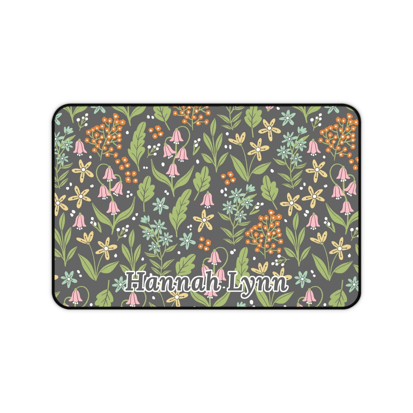 Personalized Name or Phrase Floral Desk Mat | 3 Size Options