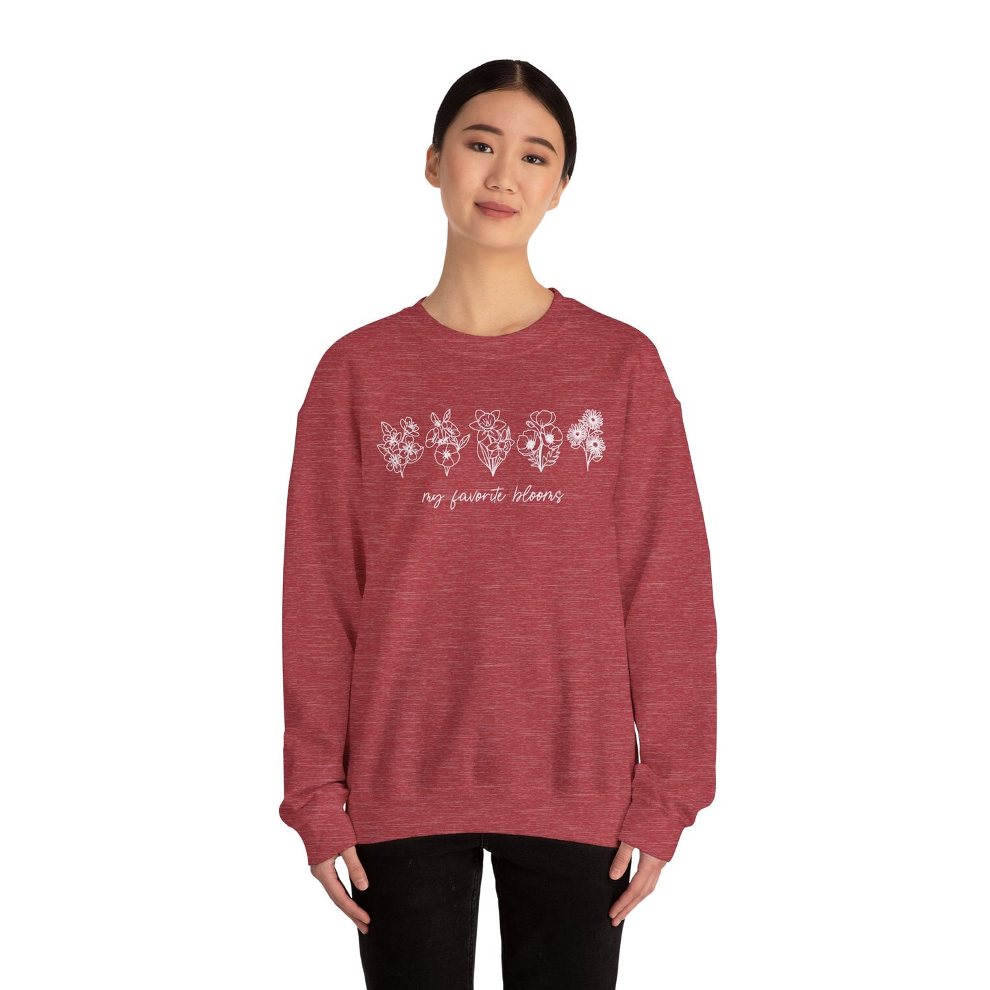 Birth Flower Garden | Up to 12 Flowers Unisex Heavy Blend™ Crewneck Sweatshirt