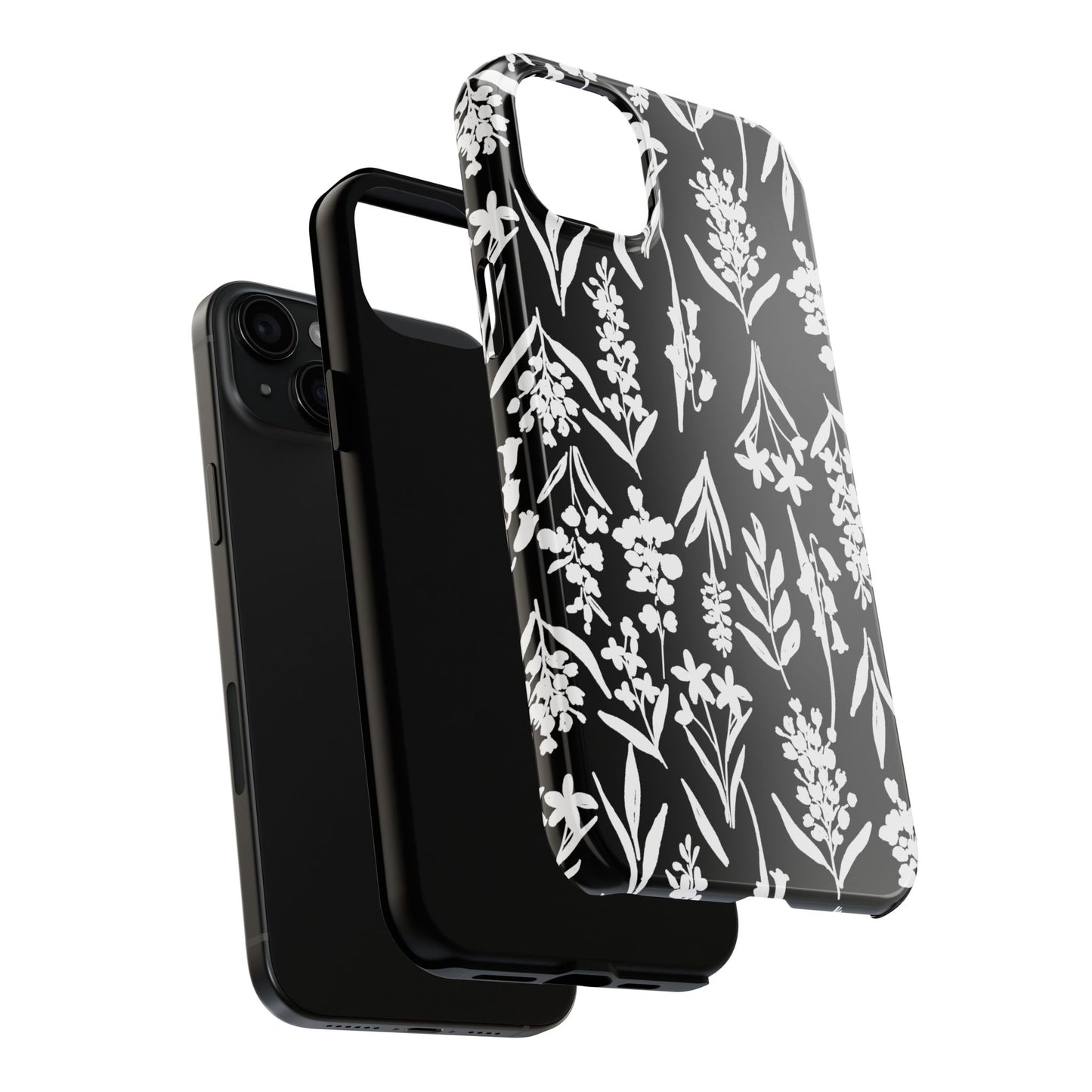 Black & White Floral Tough Phone Cases | Nature Inspired iPhone Cover